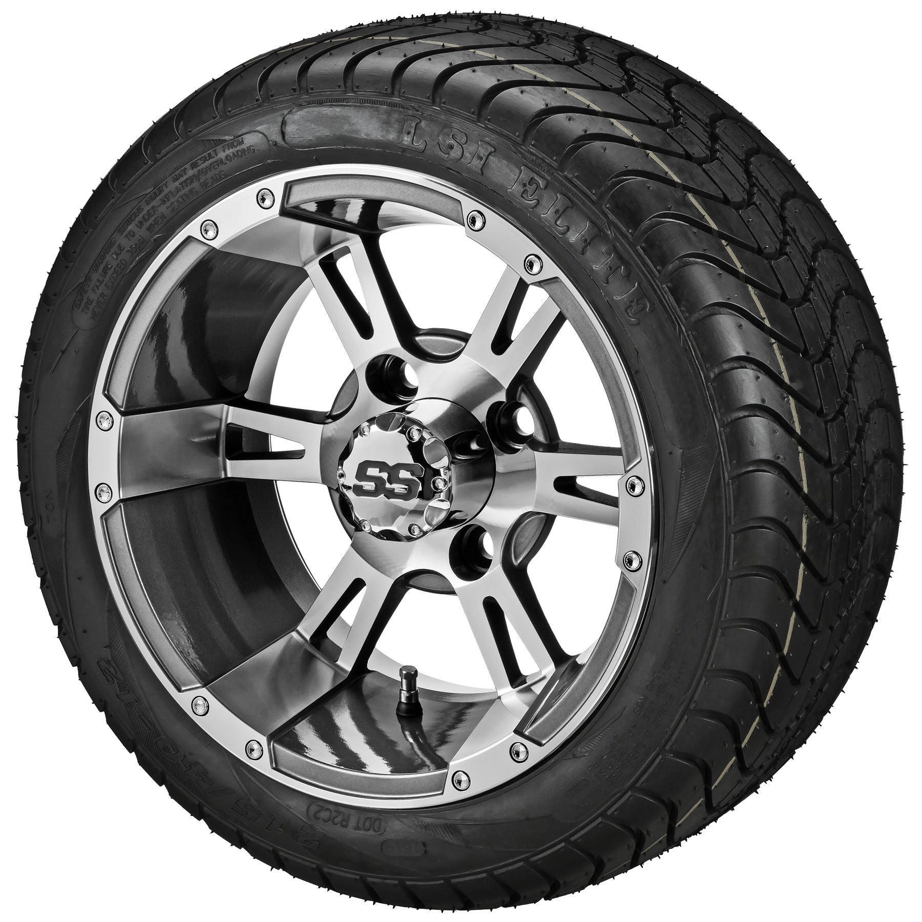 LSI 12' Raptor Gun Metal Gray & Machined Wheel and Low Profile Tire Combo