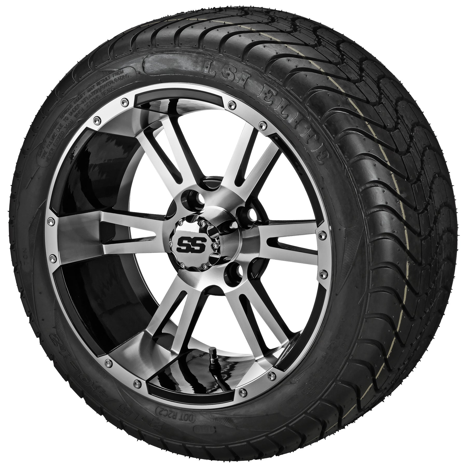 LSI 12' Raptor Black & Machined Wheel and Low Profile Tire Combo