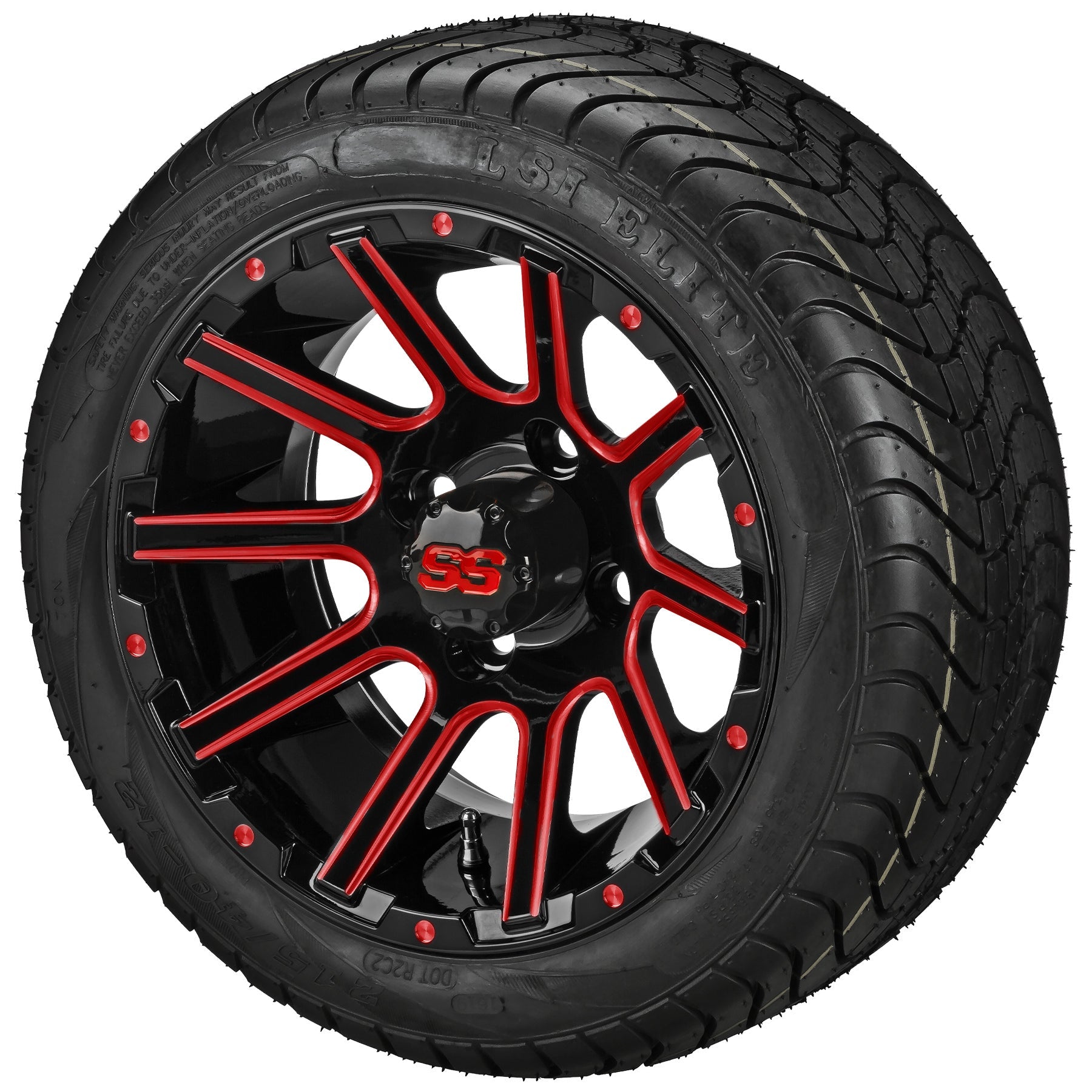 LSI 12' Venom Black & Red Wheel and Low Profile Tire Combo