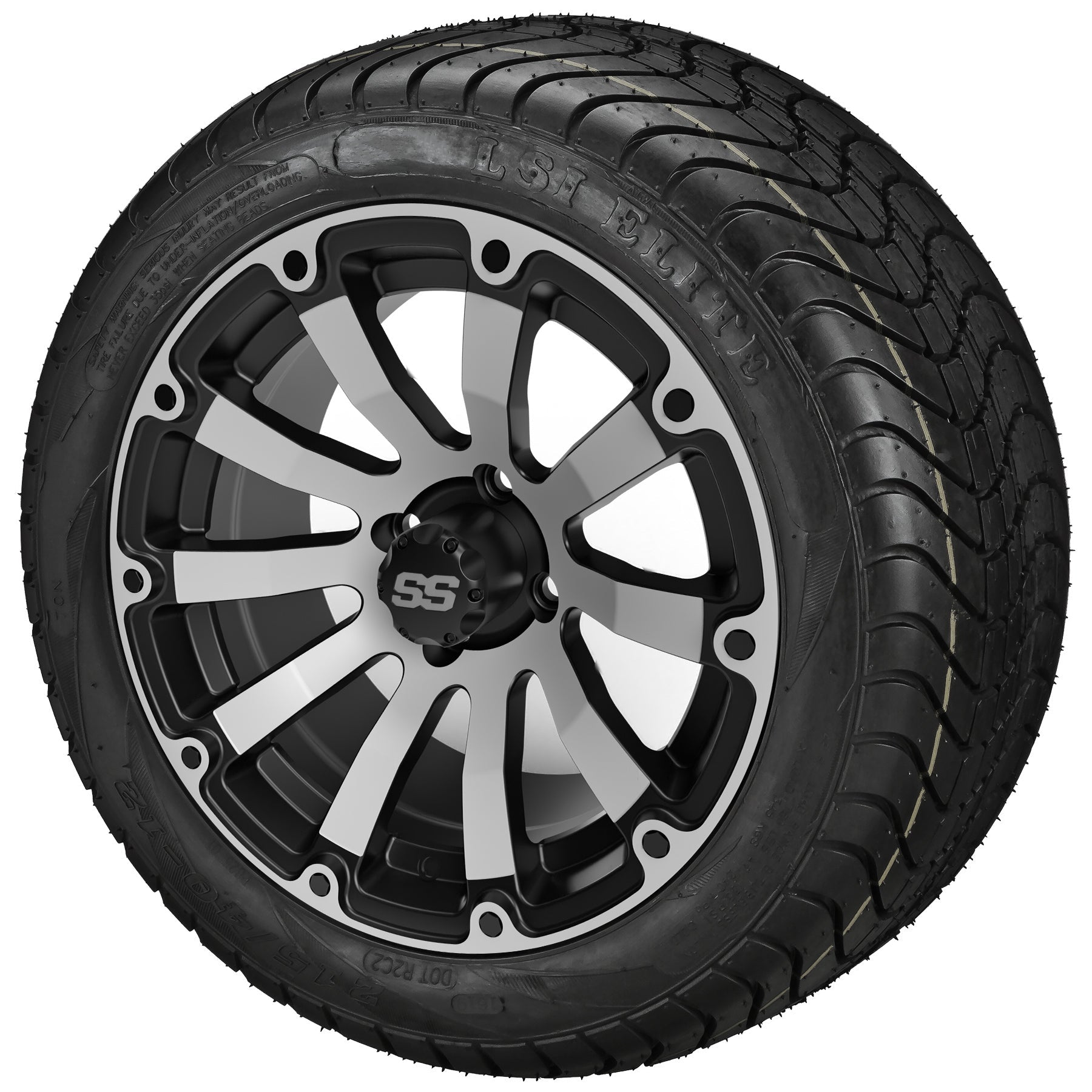 LSI 12' Beast Black & Machined Wheel and Low Profile Tire Combo