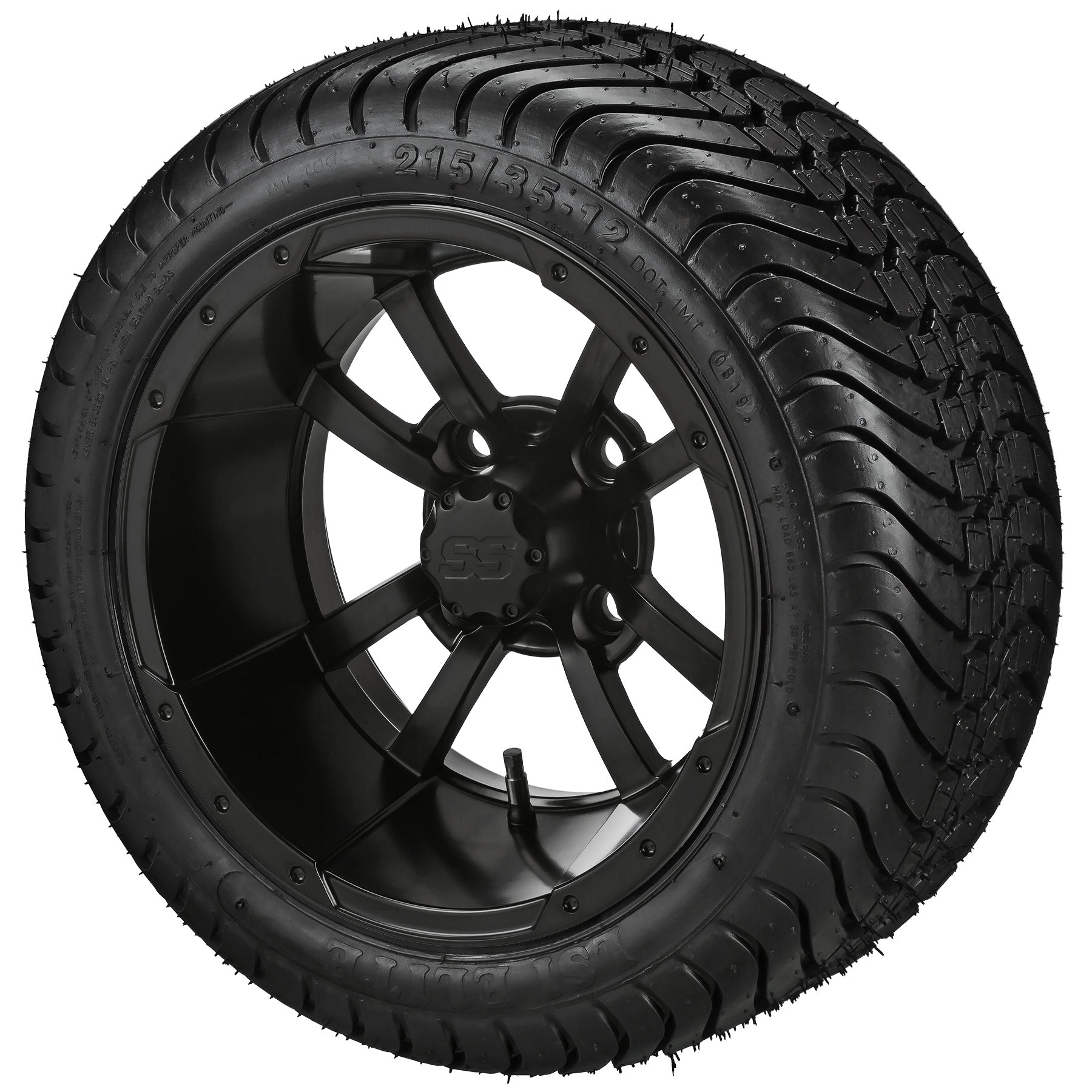 LSI 12' Maltese Cross Matte Black Wheel and Low Profile Tire Combo