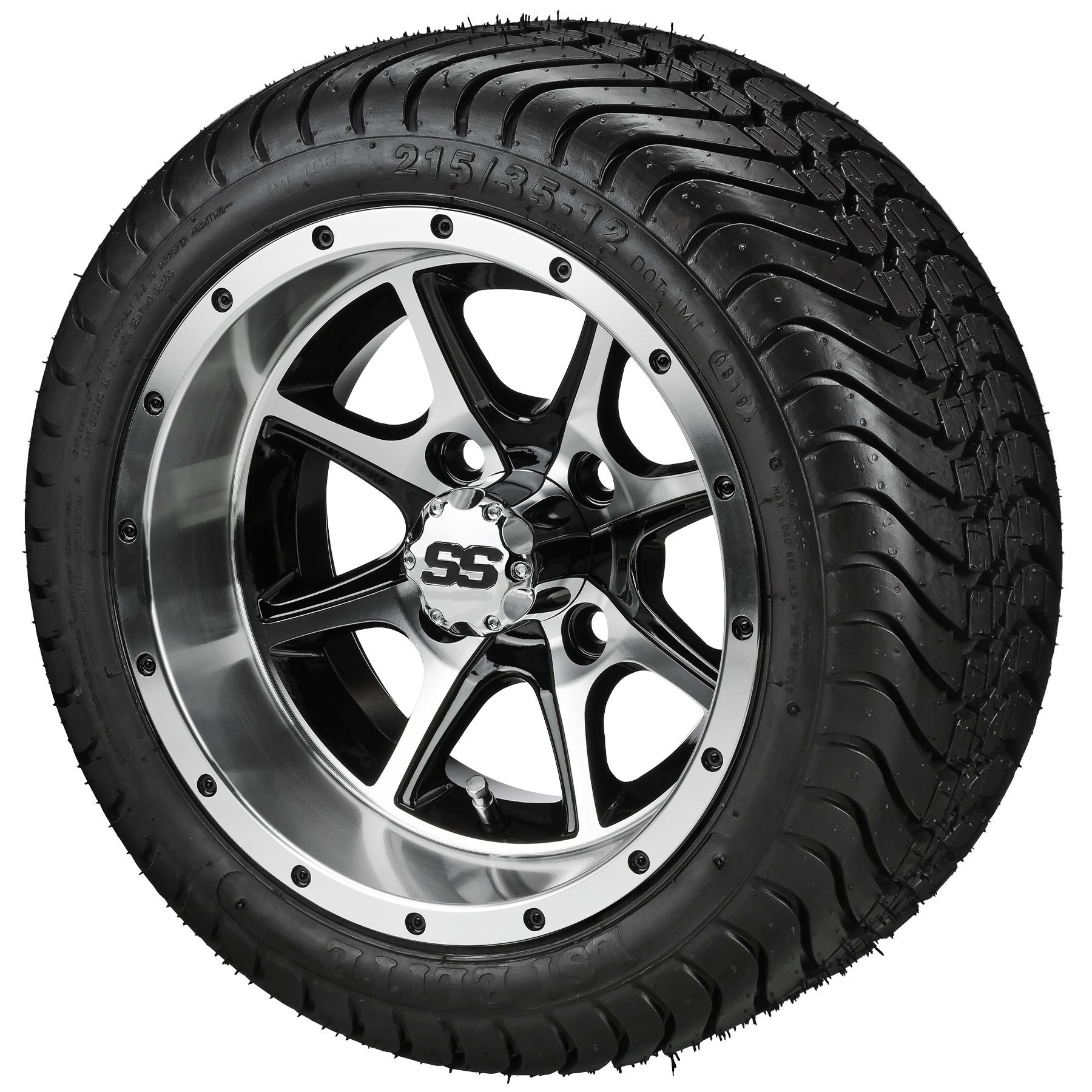 LSI 12' Azusa Black & Machined Wheel and Low Profile Tire Combo