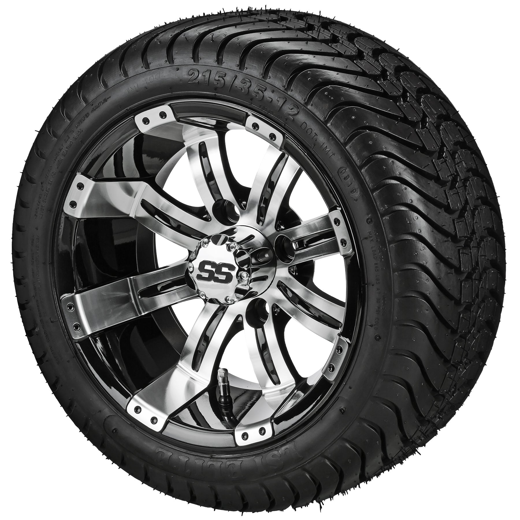 LSI 12' Casino Black & Machined Wheel and Low Profile Tire Combo