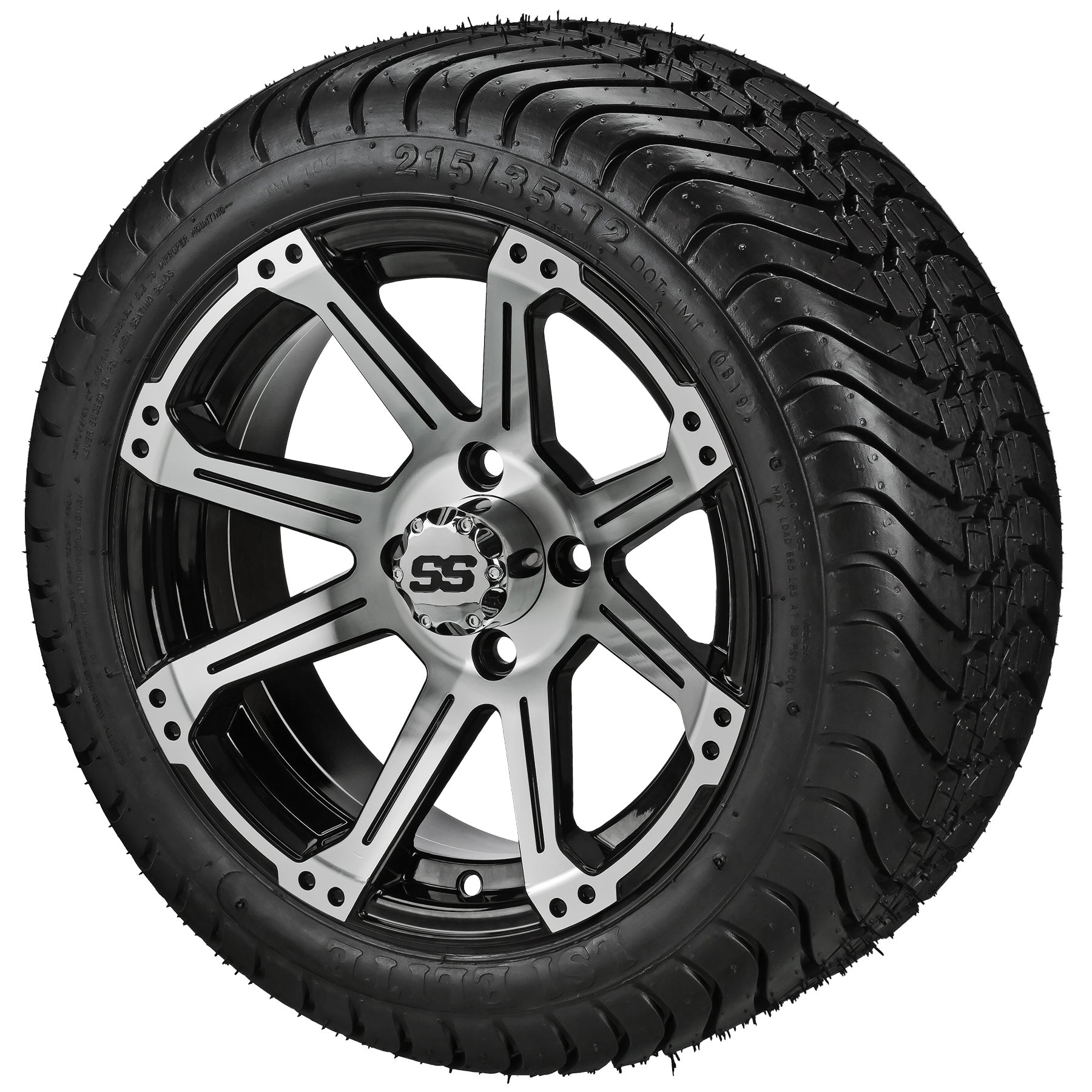LSI 12' Rampage Black & Machined Wheel and Low Profile Tire Combo