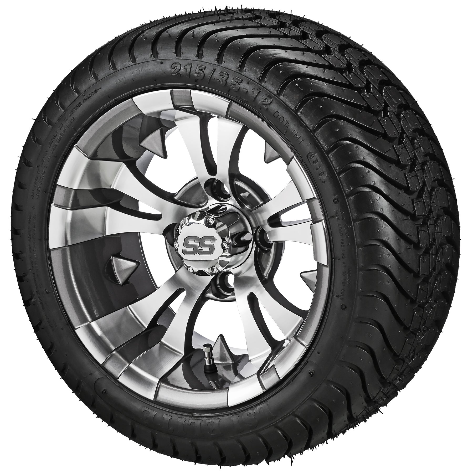 LSI 12' Warlock Gun Metal Gray & Machined Wheel and Low Profile Tire Combo