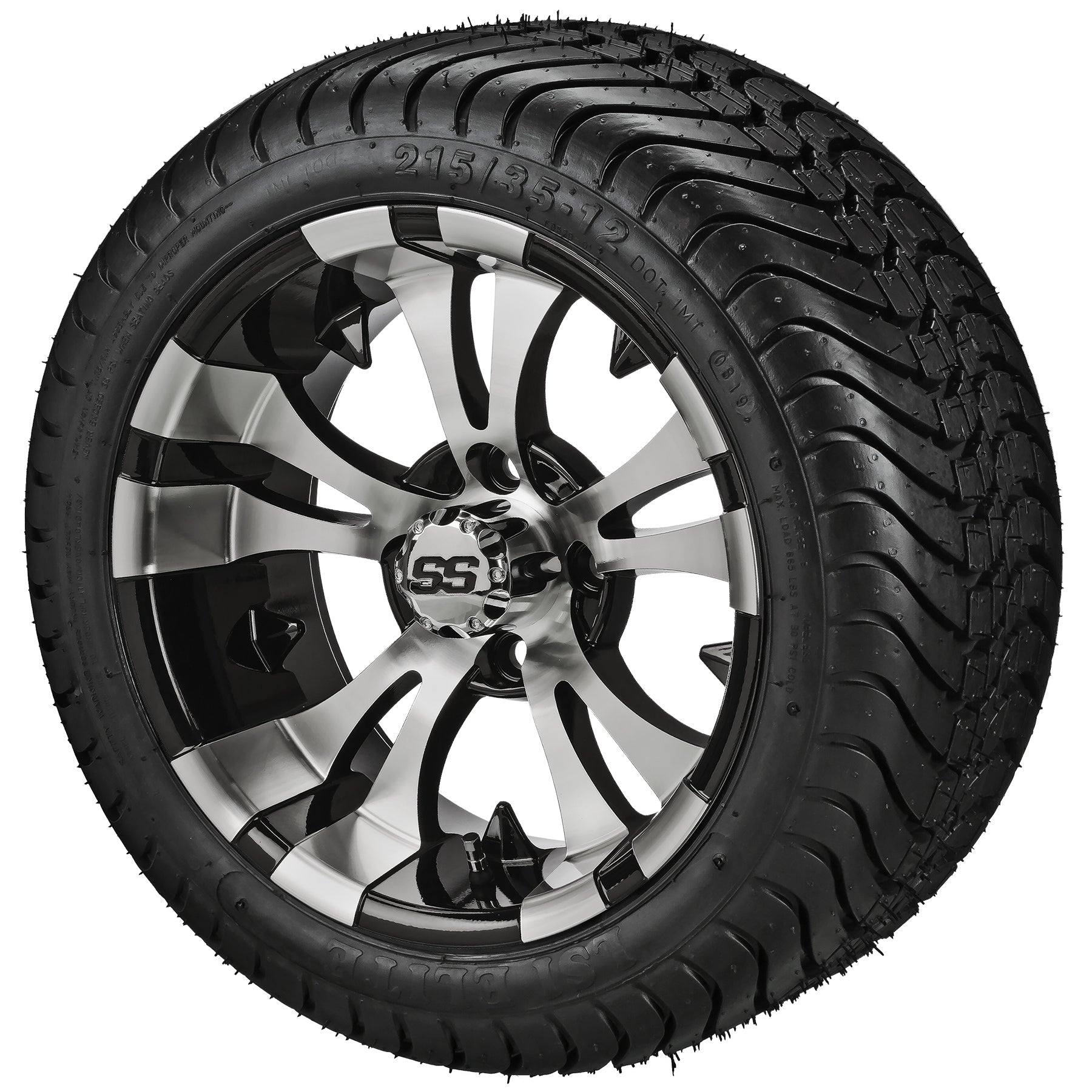 LSI 12' Warlock Black & Machined Wheel and Low Profile Tire Combo