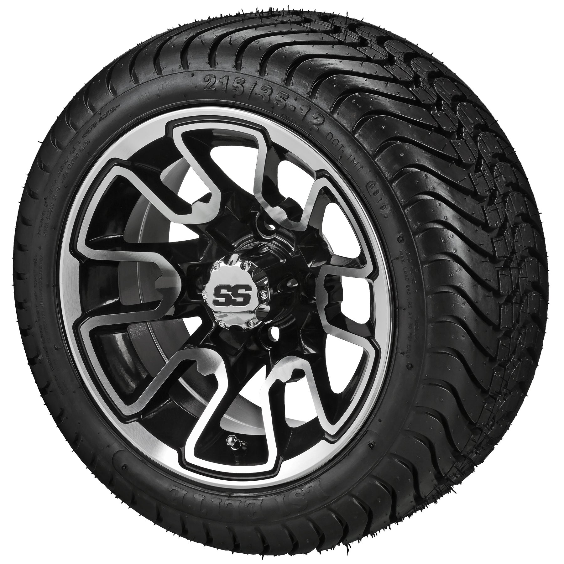 LSI 12' Tombstone Black & Machined Wheel and Low Profile Tire Combo