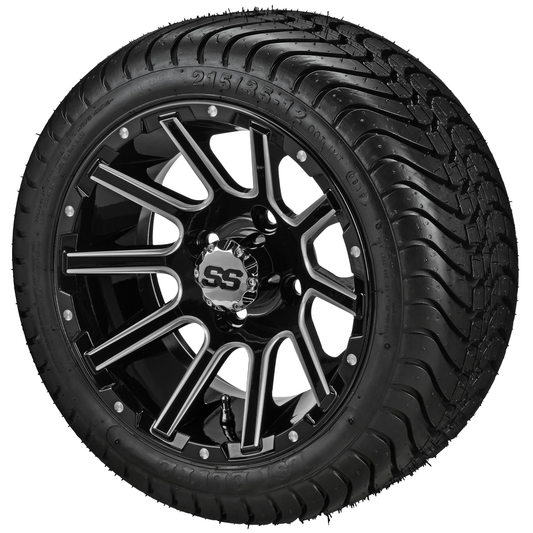 LSI 12' Venom Black & Machined Wheel and Low Profile Tire Combo