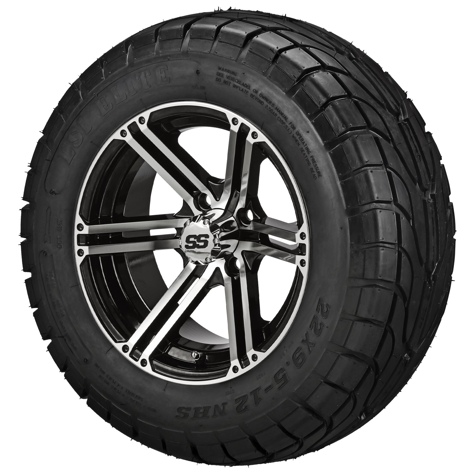 LSI 12' Yukon Black & Machined Wheel and Low Profile Tire Combo (Centered)