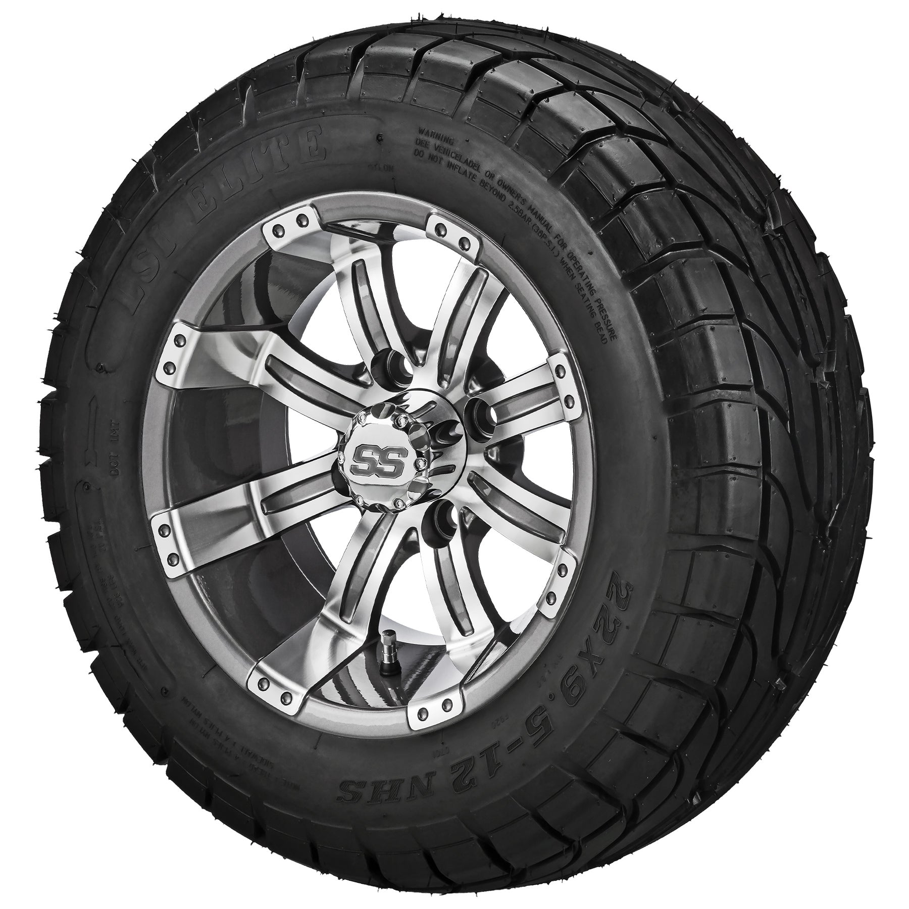 LSI 12' Casino Gun Metal Gray & Machined Wheel and Low Profile Tire Combo