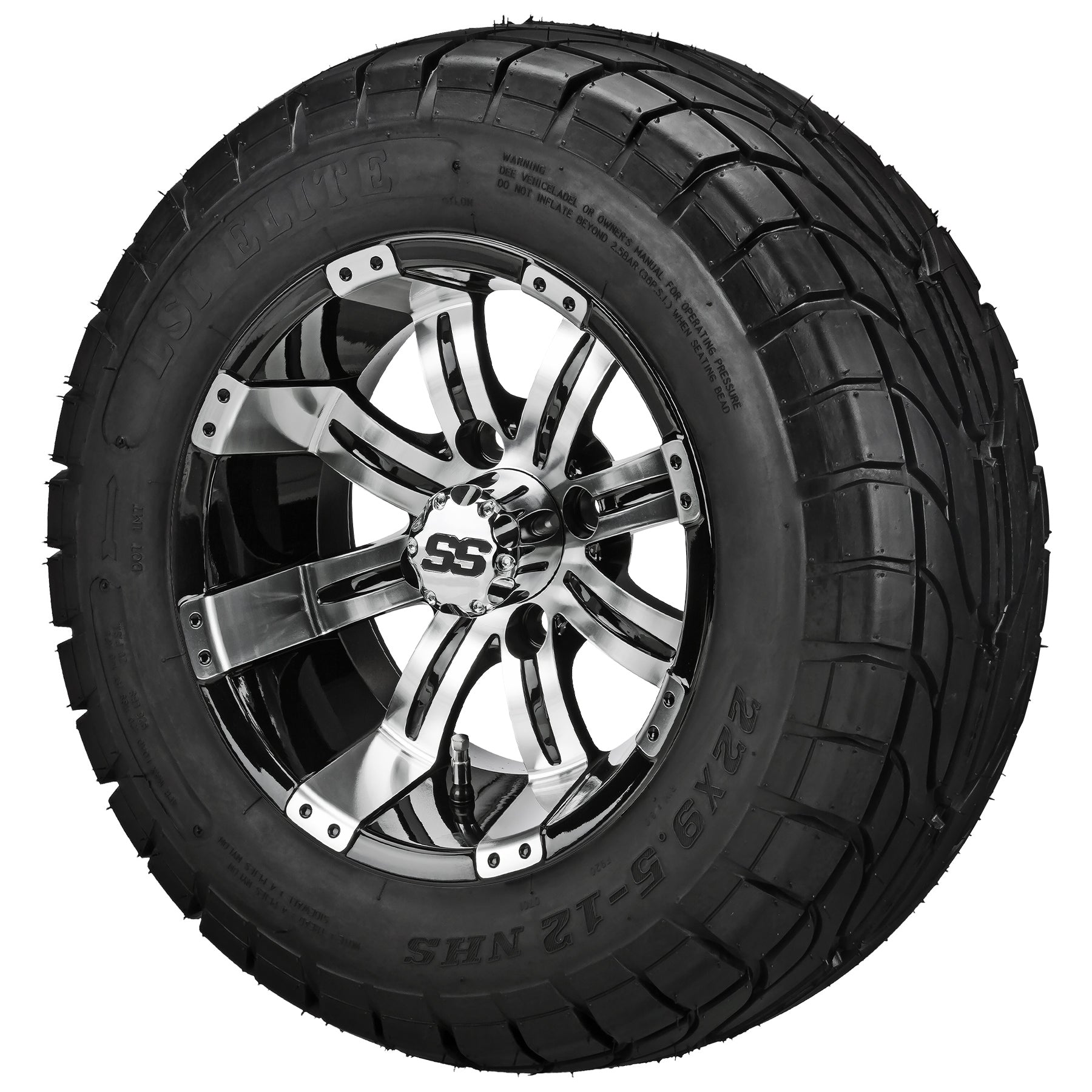 LSI 12' Casino Black & Machined Wheel and Low Profile Tire Combo