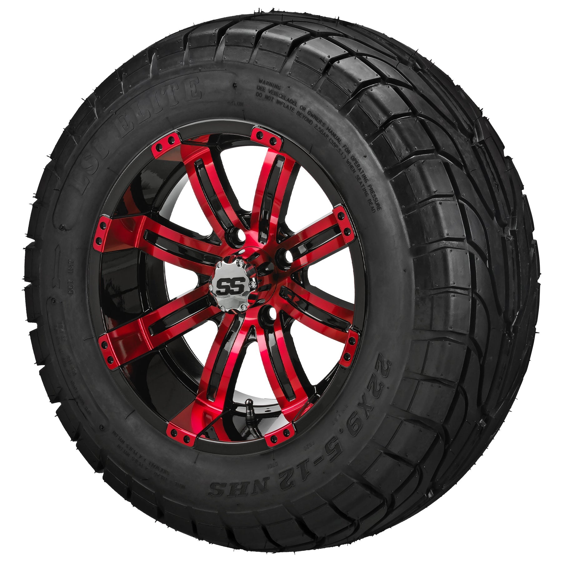 LSI 12' Casino Black & Red Wheel and Low Profile Tire Combo
