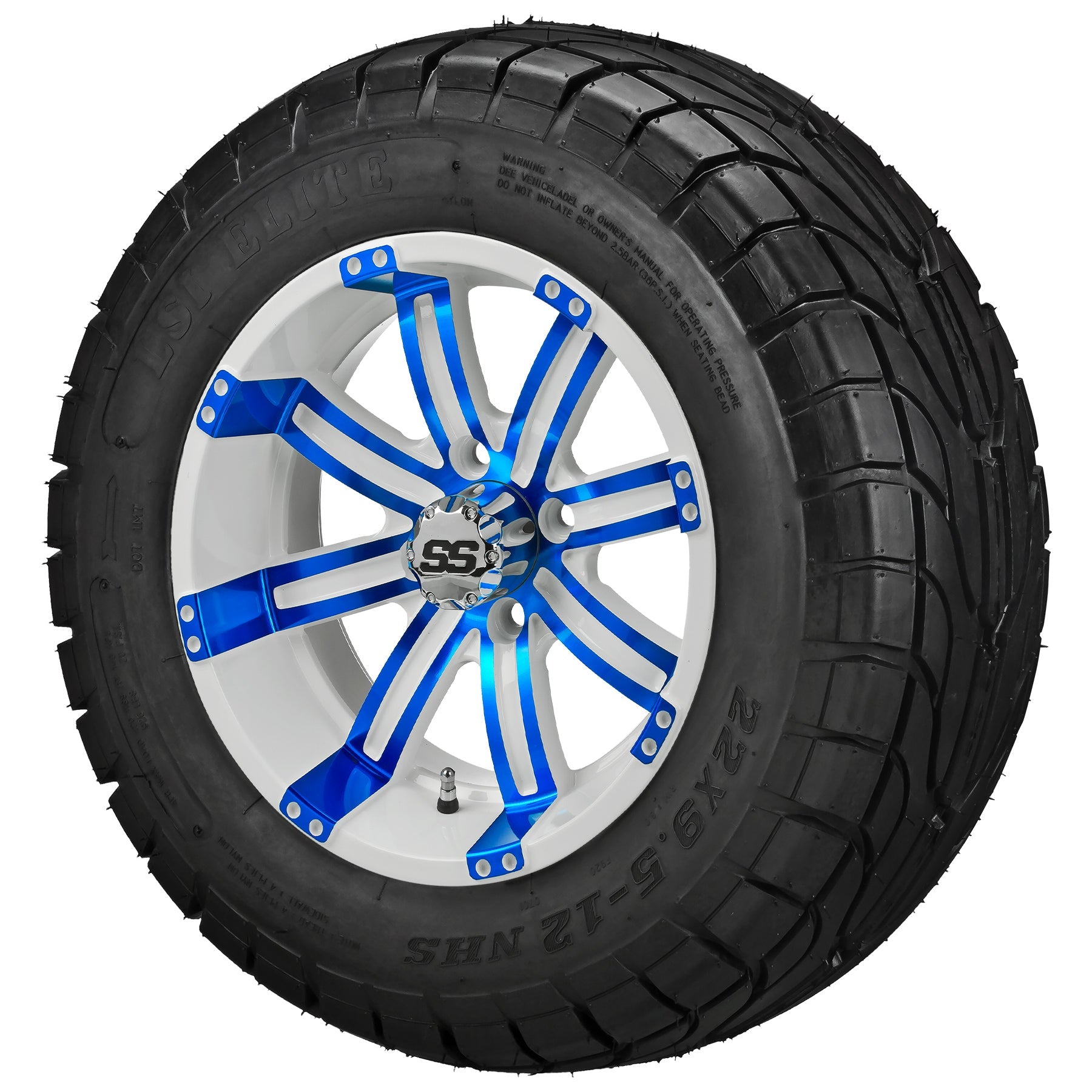LSI 12' Casino White & Blue Wheel and Low Profile Tire Combo