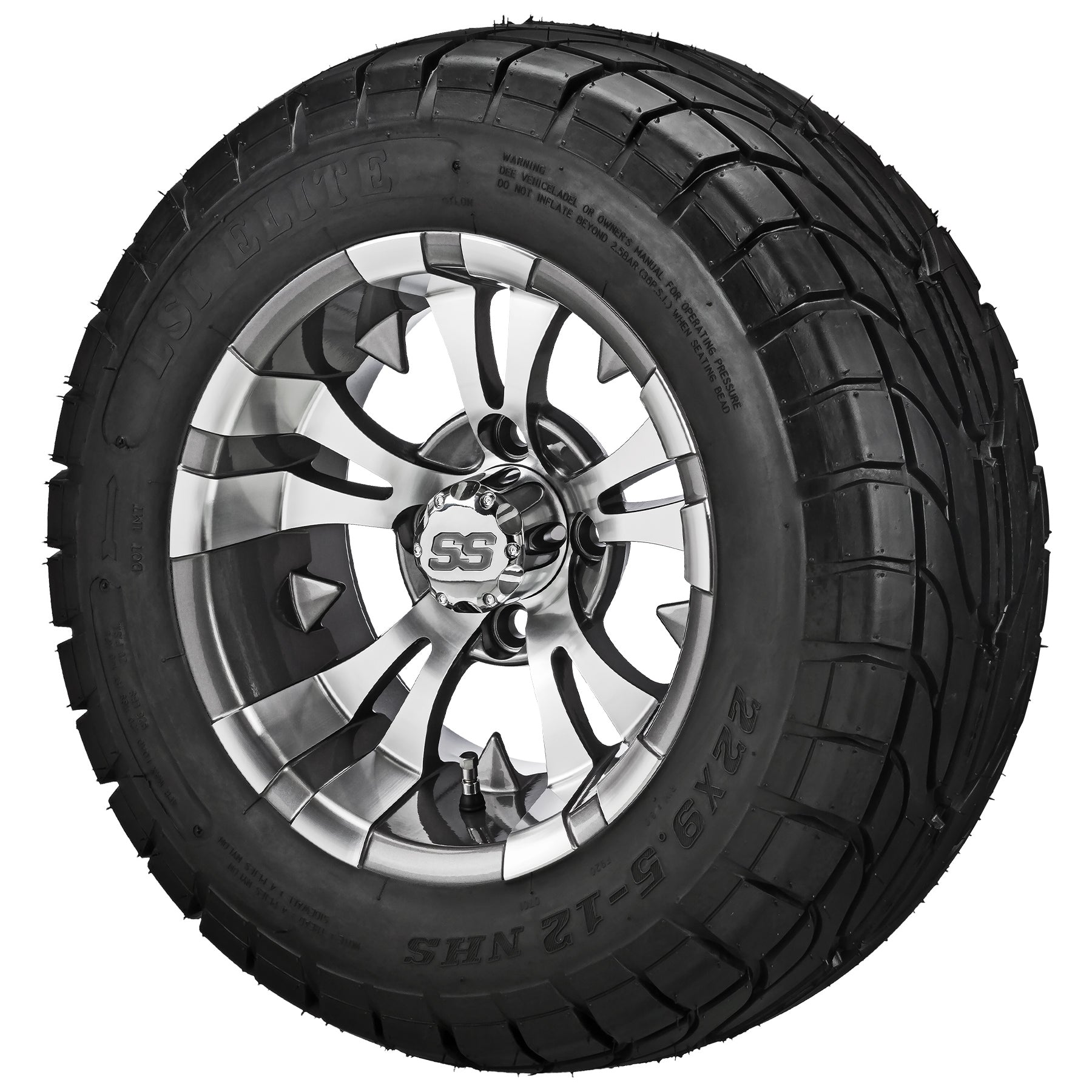 LSI 12' Warlock Gun Metal Gray & Machined Wheel and Low Profile Tire Combo