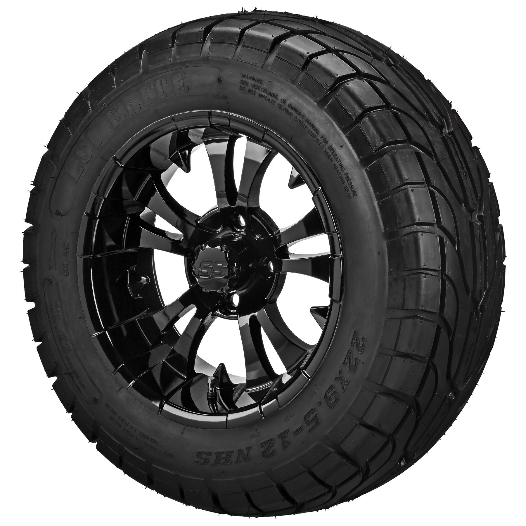 LSI 12' Warlock Gloss Black Wheel and Low Profile Tire Combo