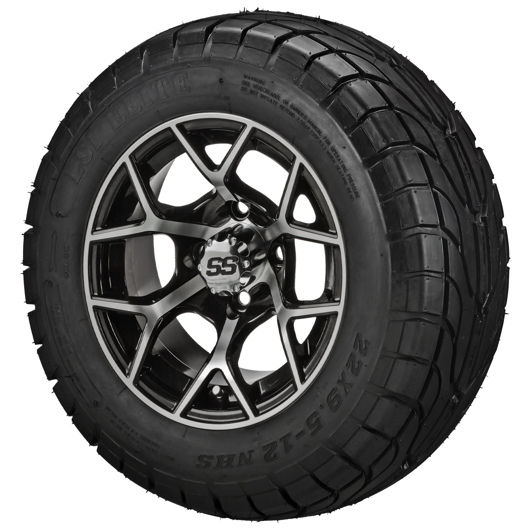 LSI 12' Ninja Black & Machined Wheel and Low Profile Tire Combo