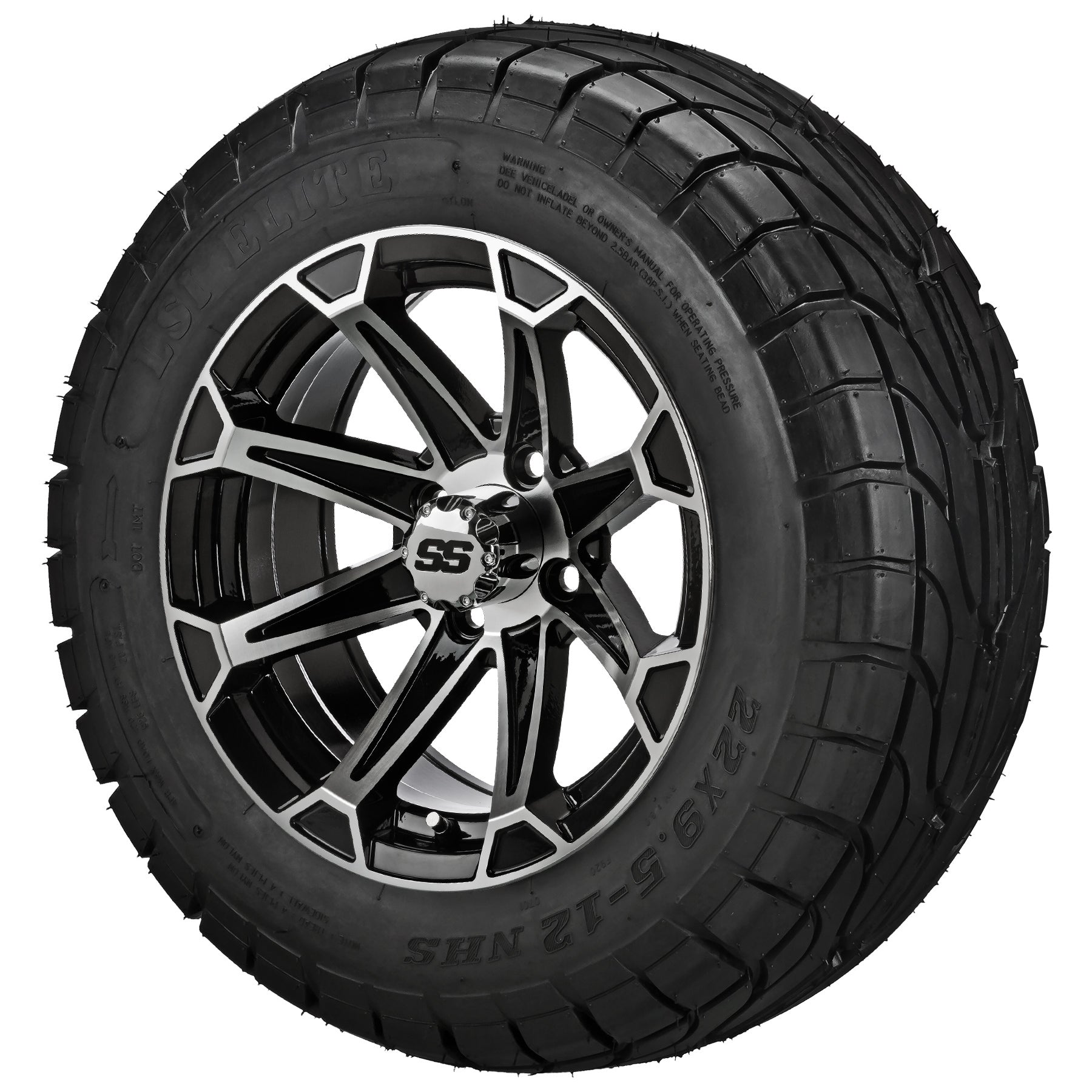 LSI 12' Viking Black & Machined Wheel and Low Profile Tire Combo