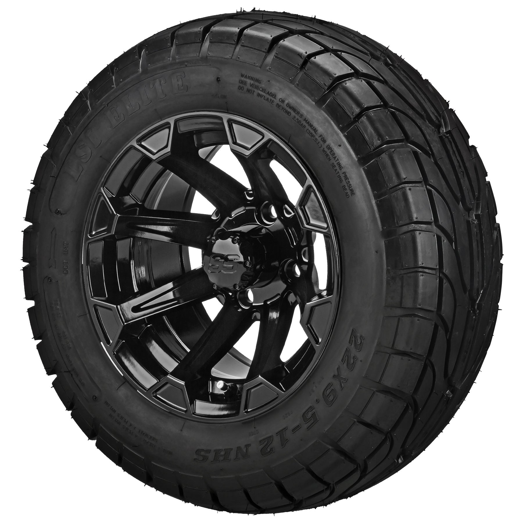 LSI 12' Viking Gloss Black Wheel and Low Profile Tire Combo