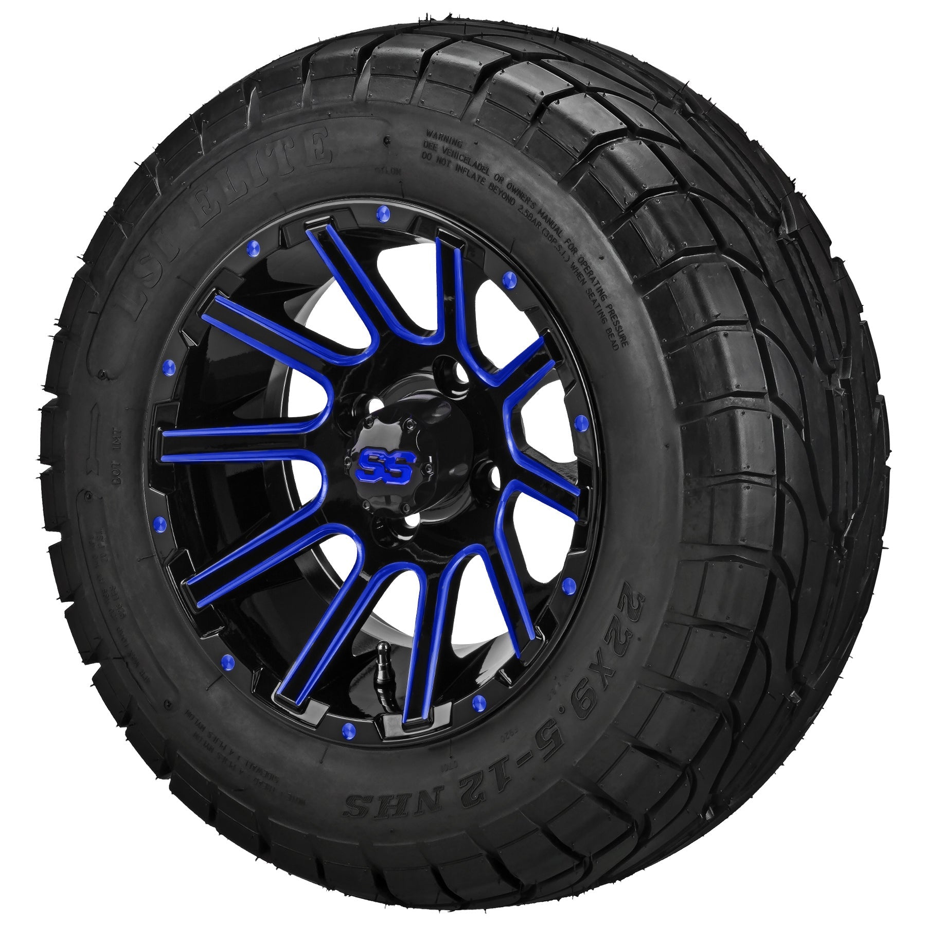 LSI 12' Venom Black & Blue Wheel and Low Profile Tire Combo