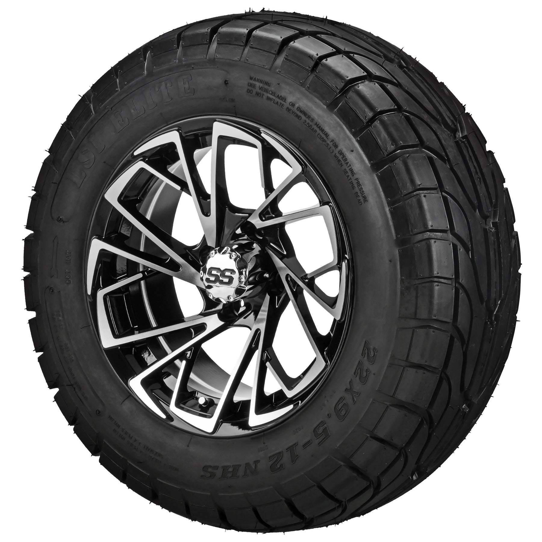 LSI 12' Stinger Black & Machined Wheel and Low Profile Tire Combo