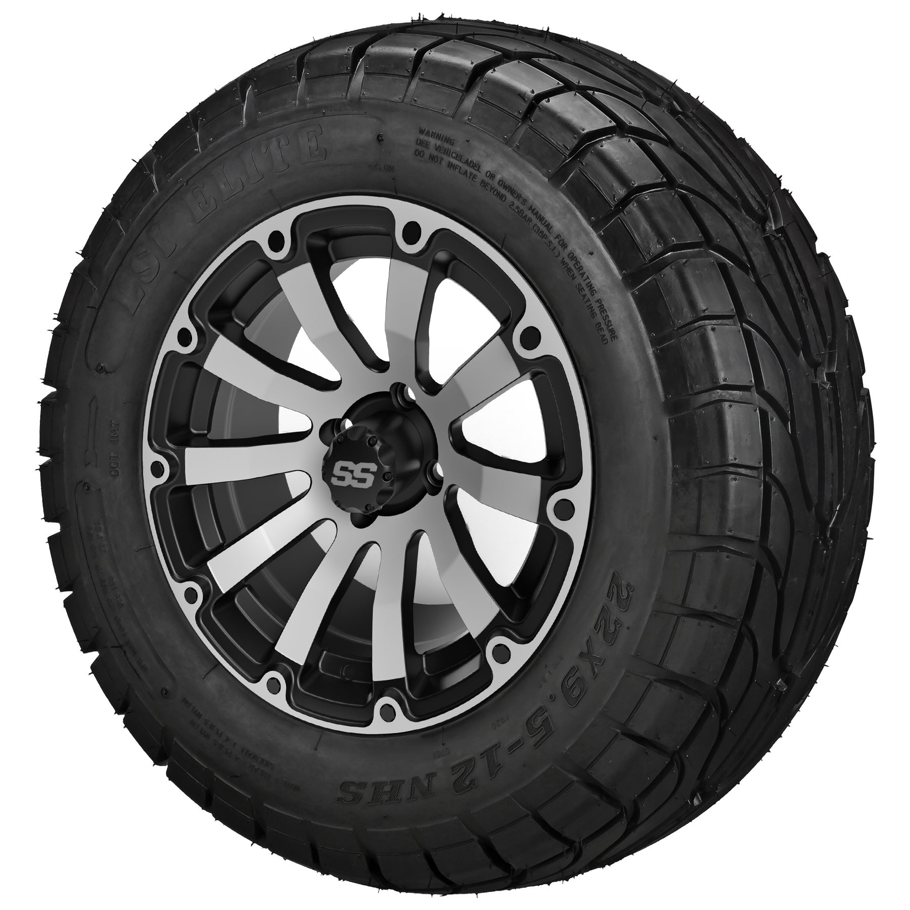 LSI 12' Beast Black & Machined Wheel and Low Profile Tire Combo