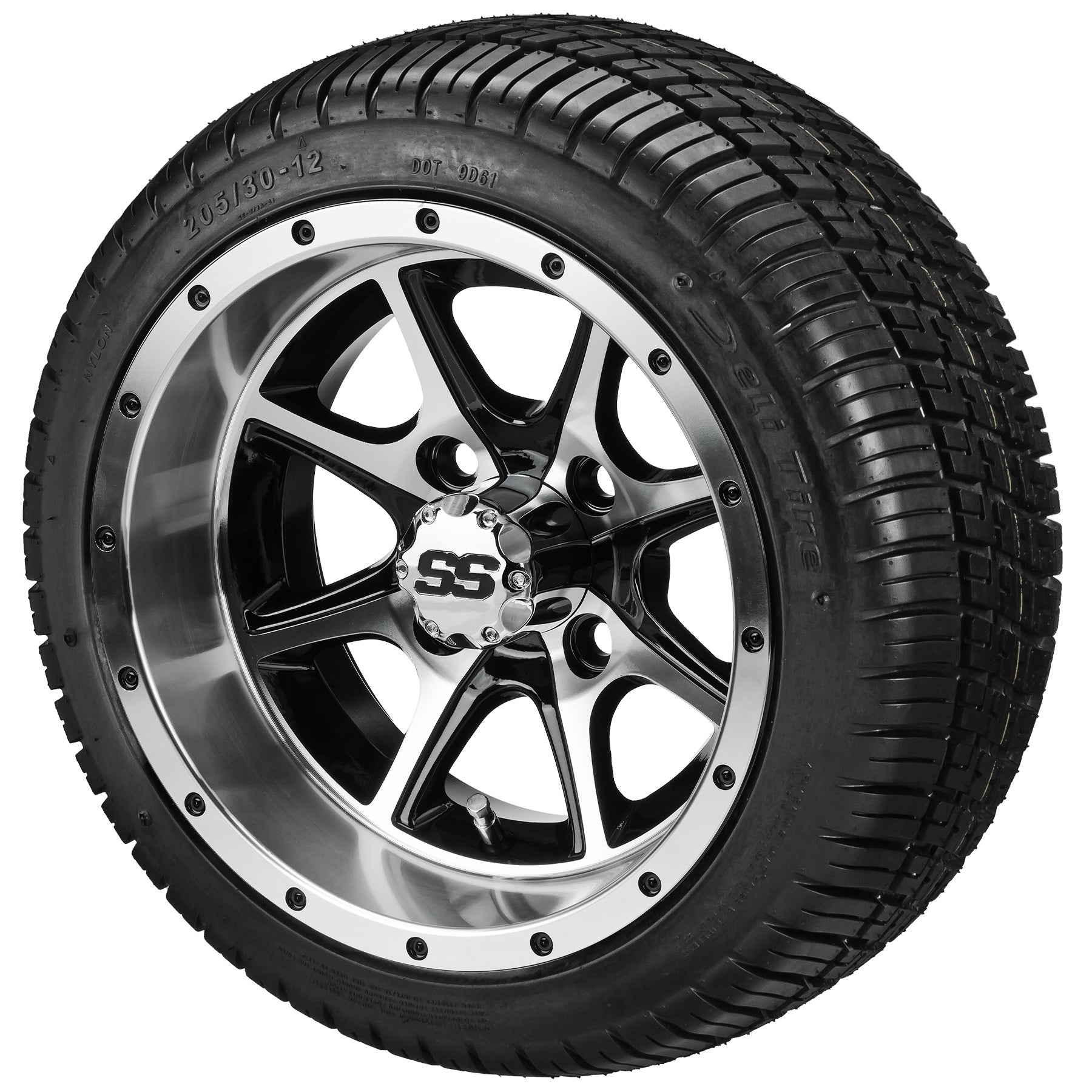 LSI 12' Azusa Black & Machined Wheel and Low Profile Tire Combo