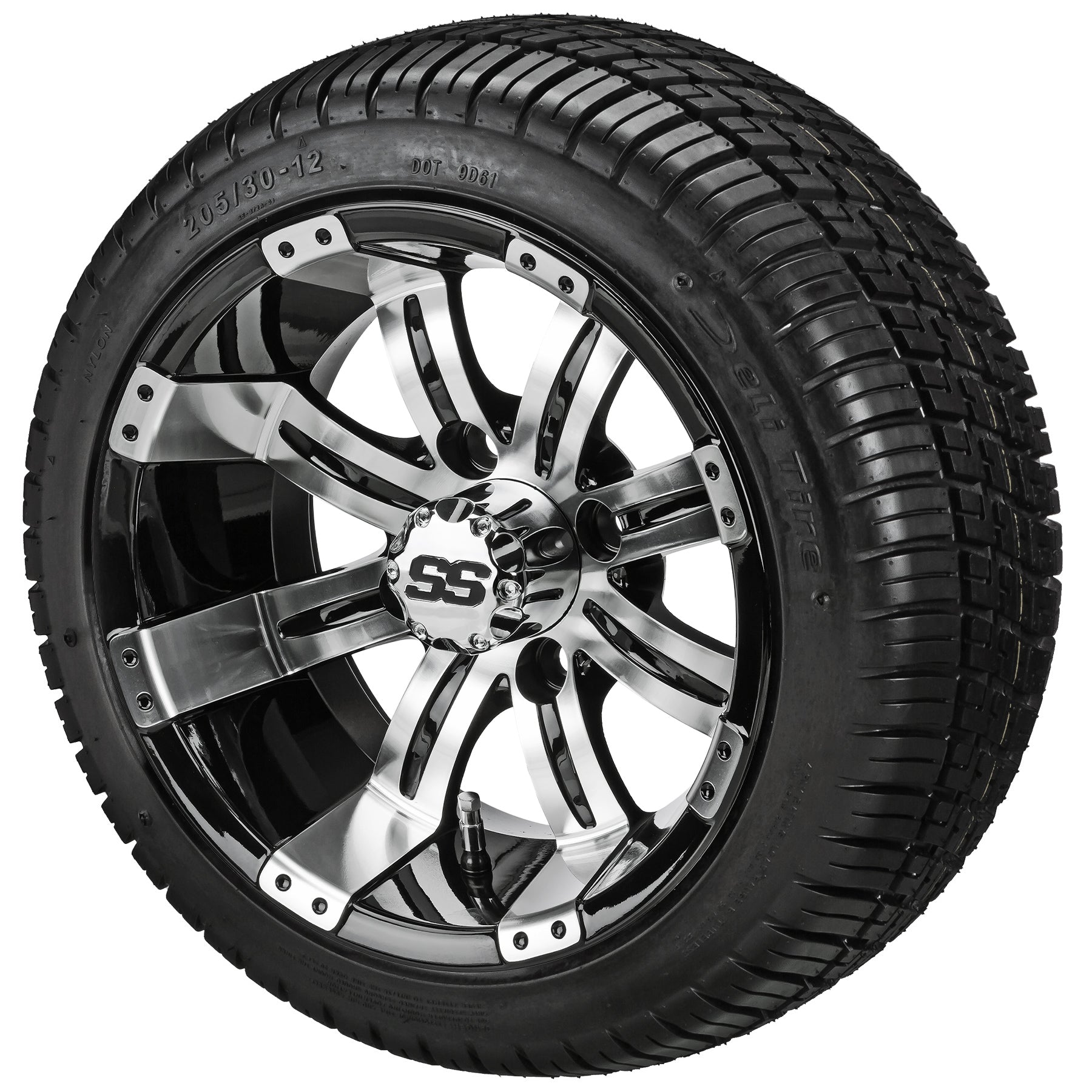 LSI 12' Casino Black & Machined Wheel and Low Profile Tire Combo