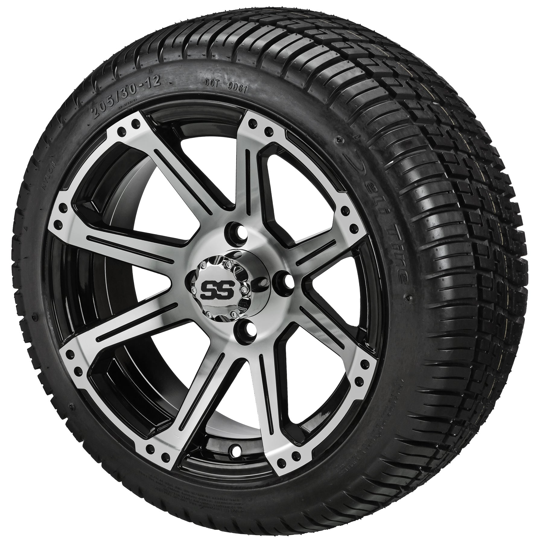 LSI 12' Rampage Black & Machined Wheel and Low Profile Tire Combo