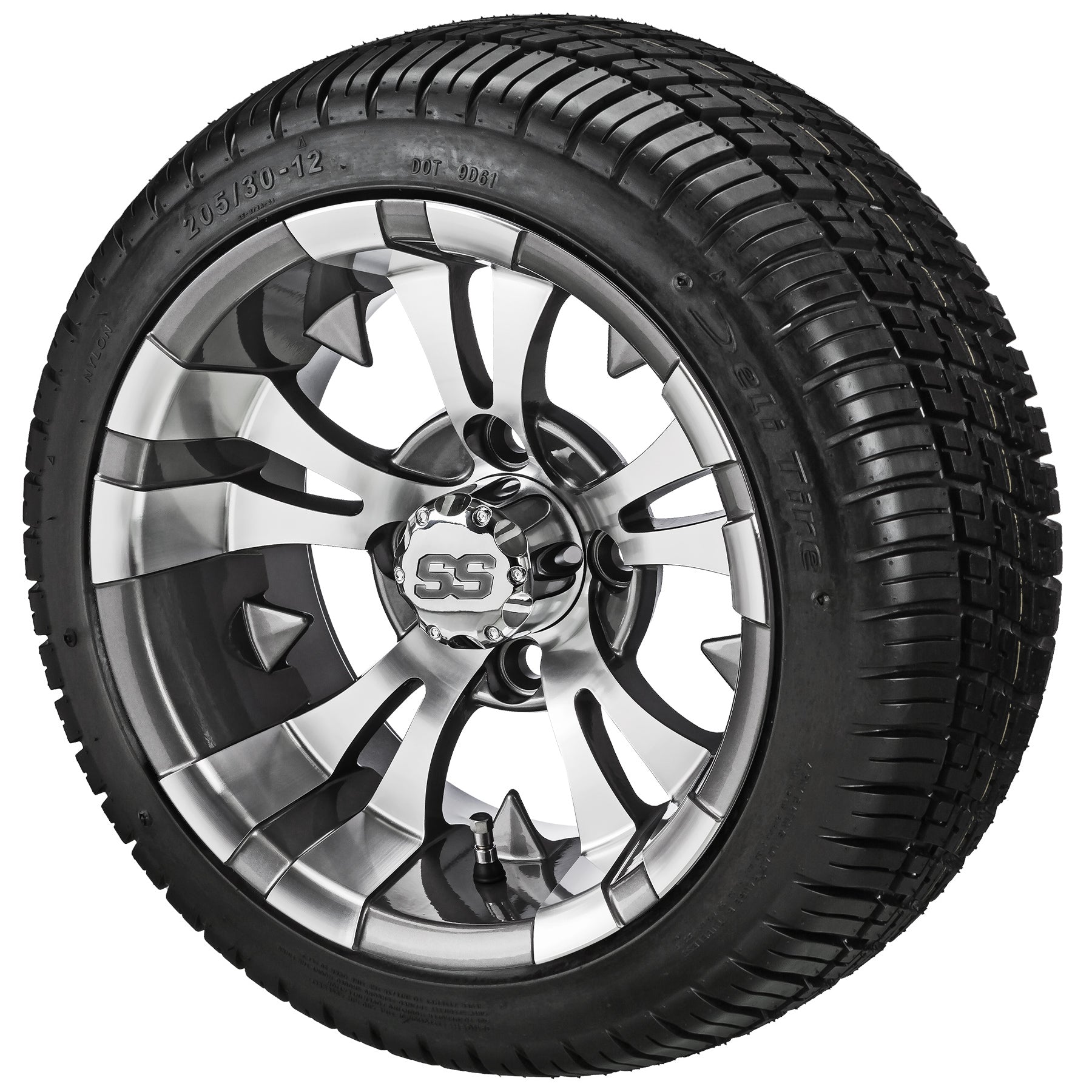 LSI 12' Warlock Gun Metal Gray & Machined Wheel and Low Profile Tire Combo
