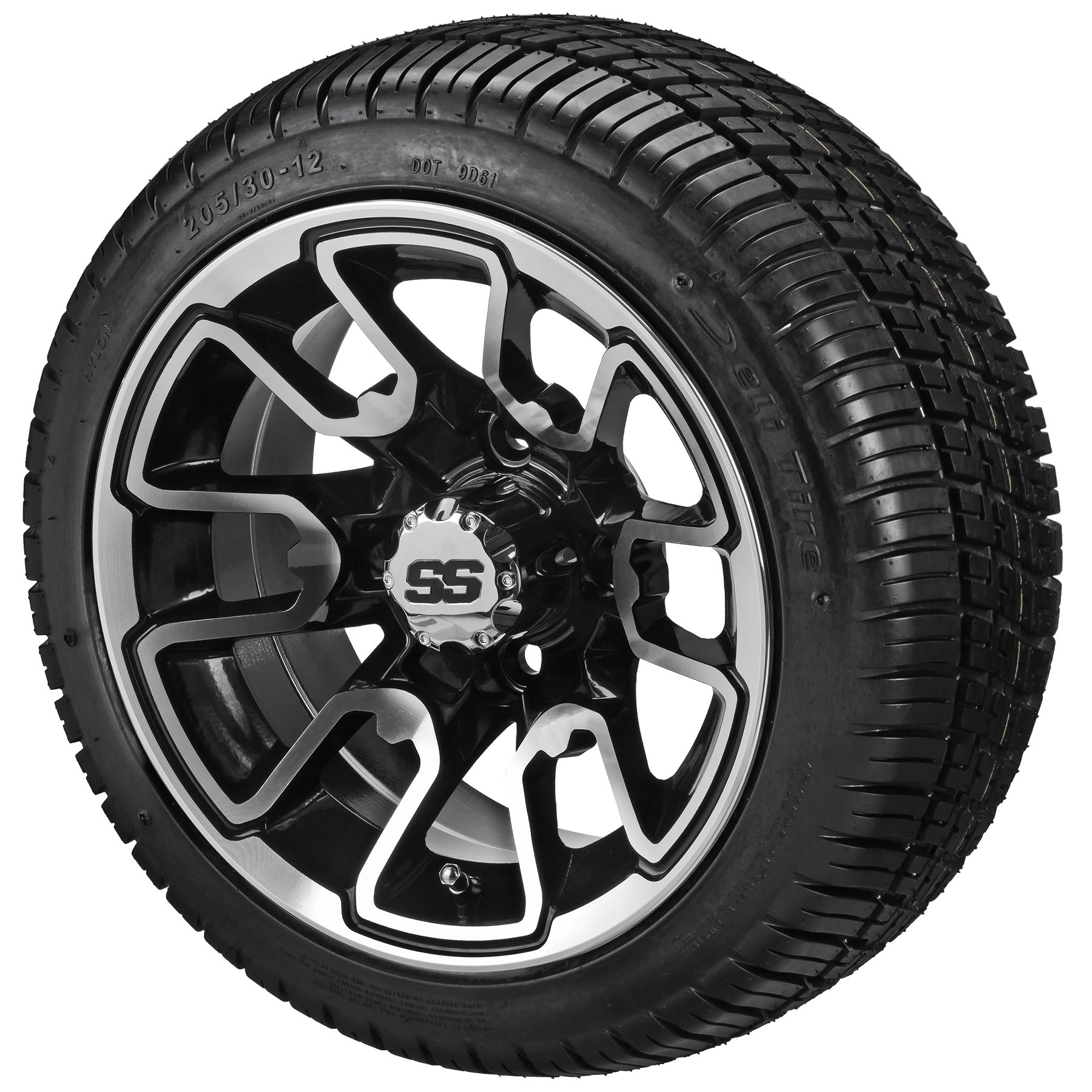 LSI 12' Tombstone Black & Machined Wheel and Low Profile Tire Combo