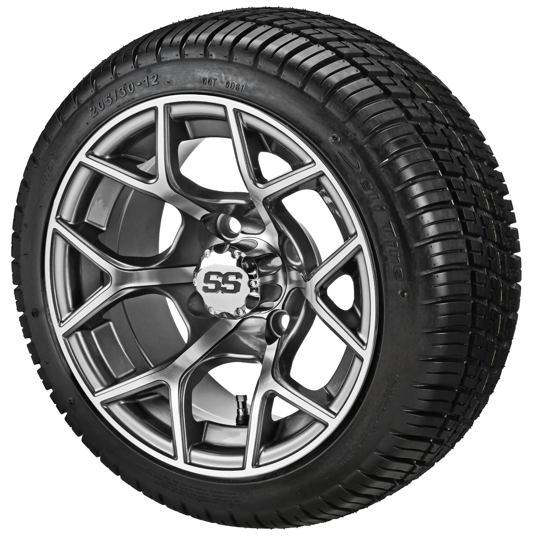 LSI 12' Ninja Gun Metal Gray & Machined Wheel and Low Profile Tire Combo