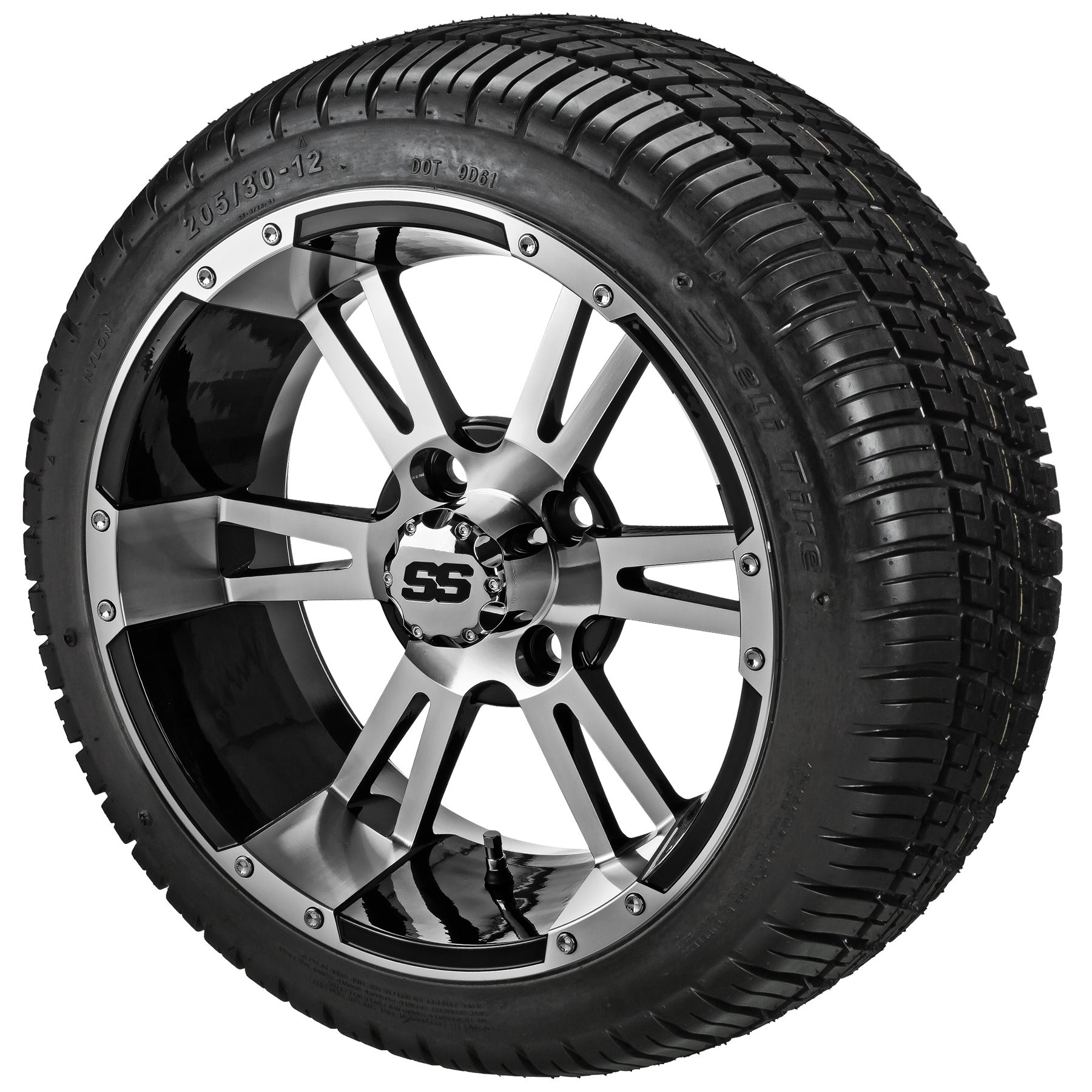 LSI 12' Raptor Black & Machined Wheel and Low Profile Tire Combo