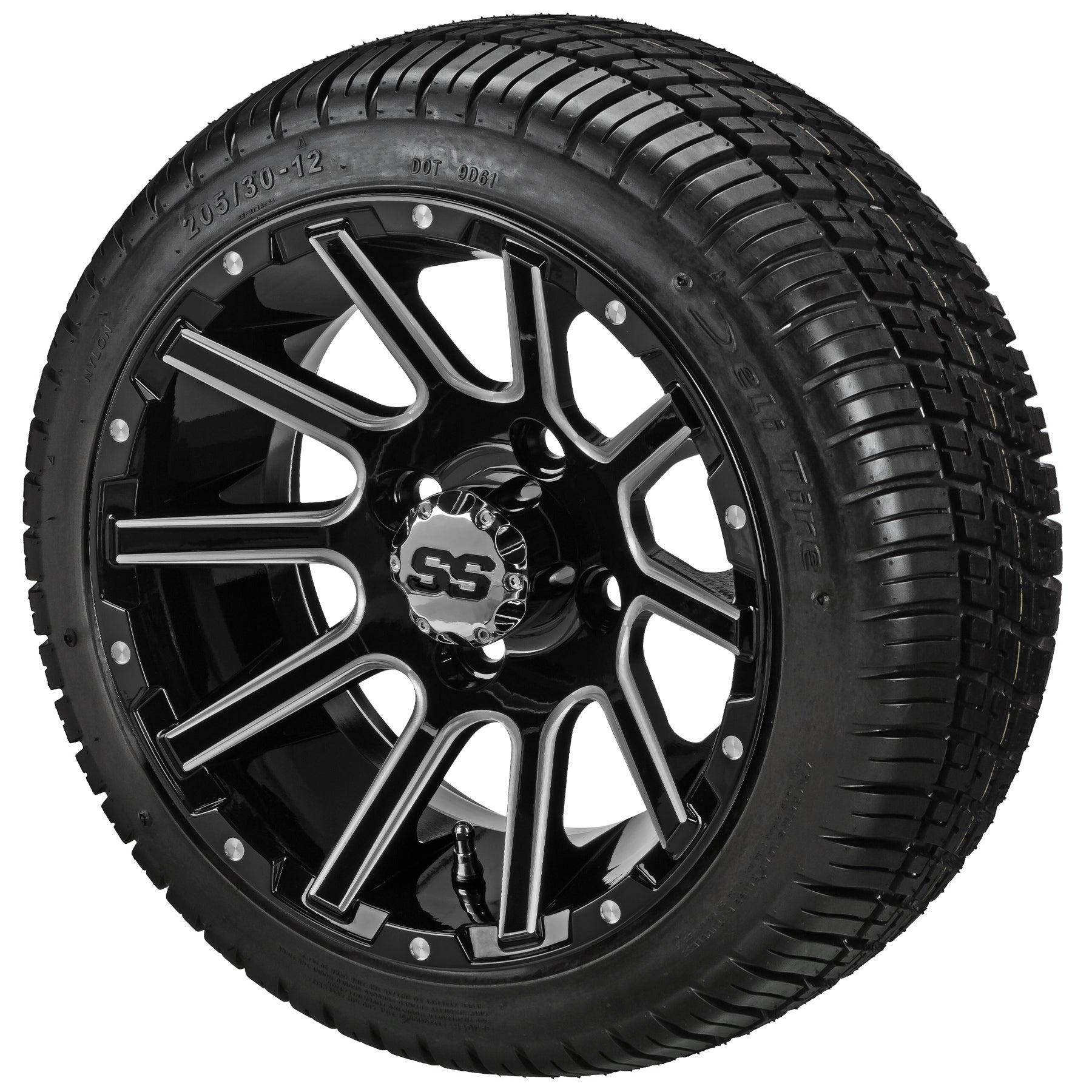 LSI 12' Venom Black & Machined Wheel and Low Profile Tire Combo