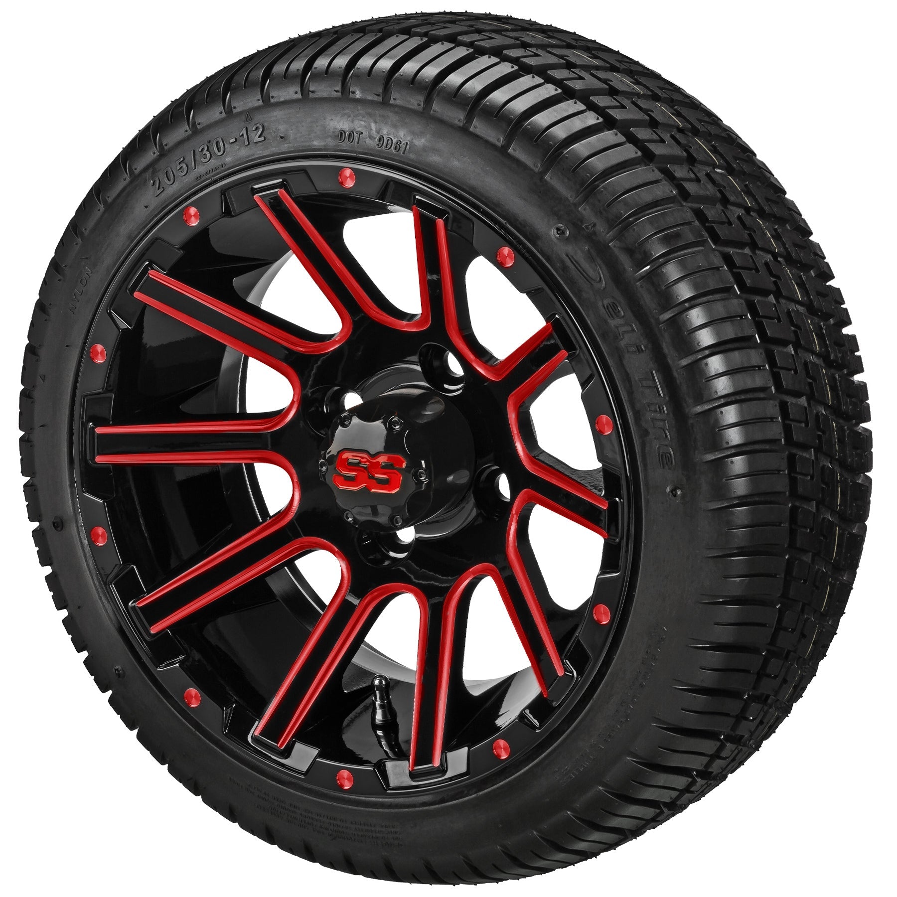 LSI 12' Venom Black & Red Wheel and Low Profile Tire Combo