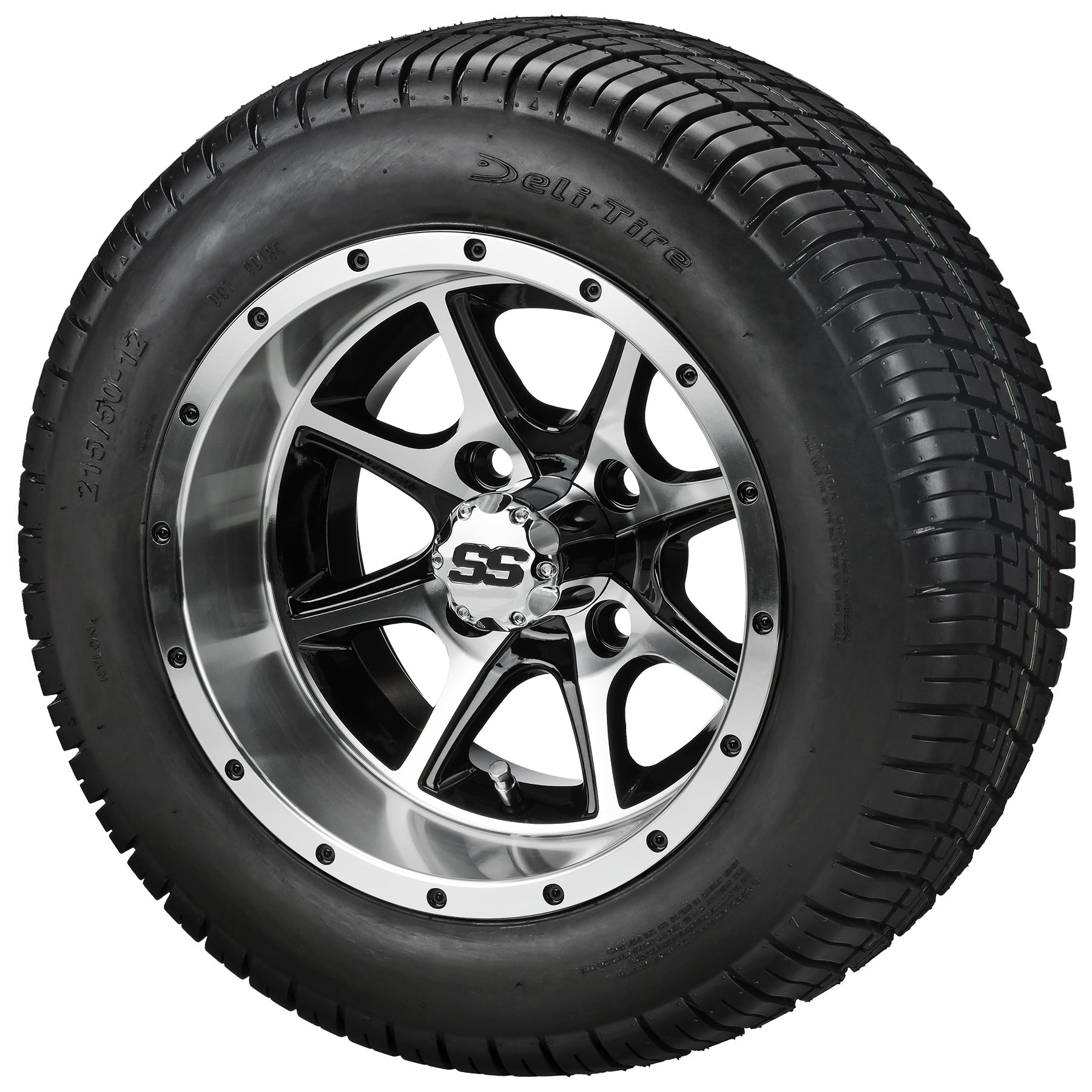 LSI 12' Azusa Black & Machined Wheel and Low Profile Tire Combo