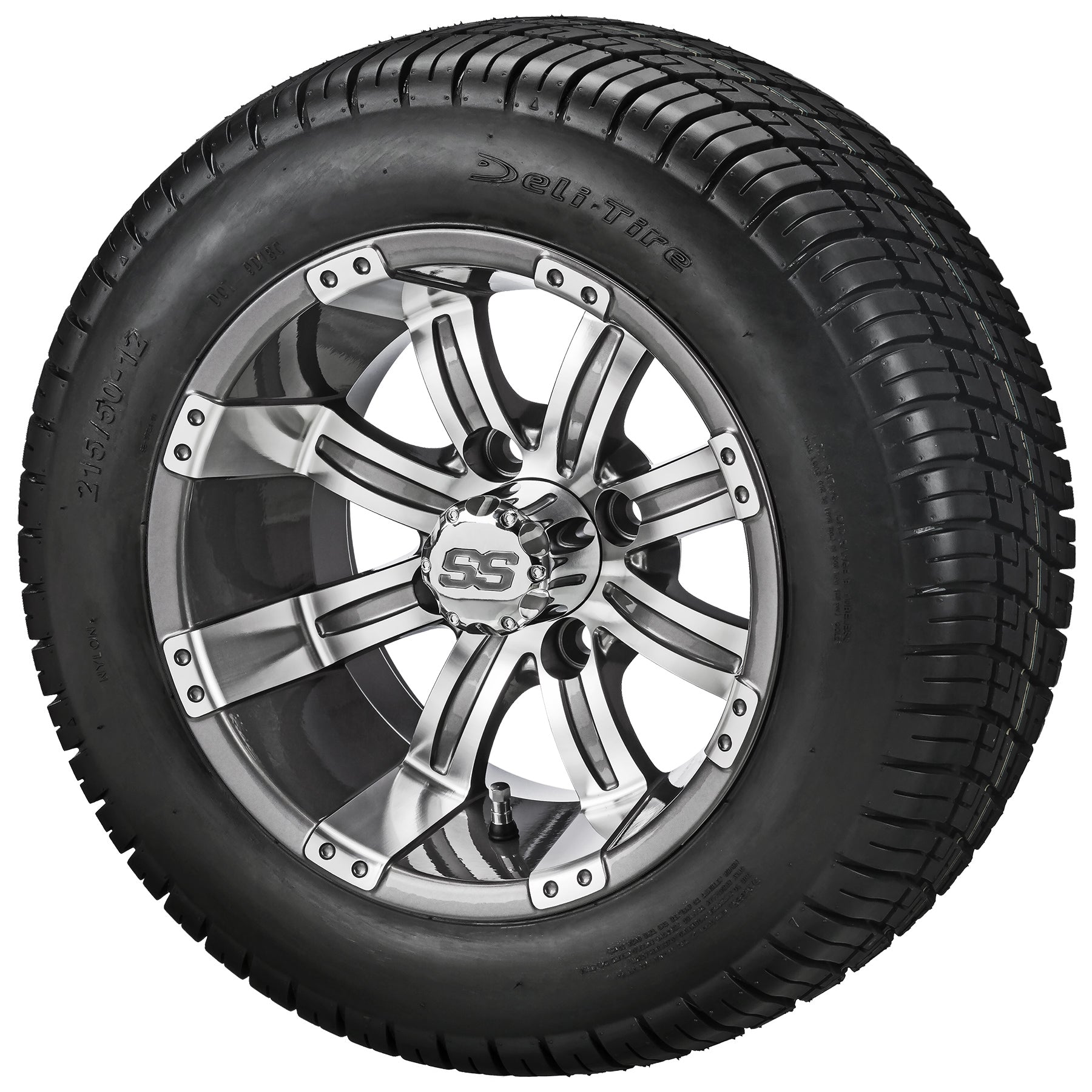 LSI 12' Casino Gun Metal Gray & Machined Wheel and Low Profile Tire Combo