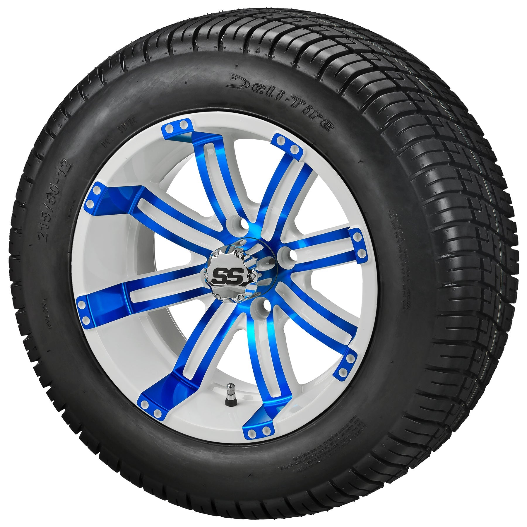 LSI 12' Casino White & Blue Wheel and Low Profile Tire Combo