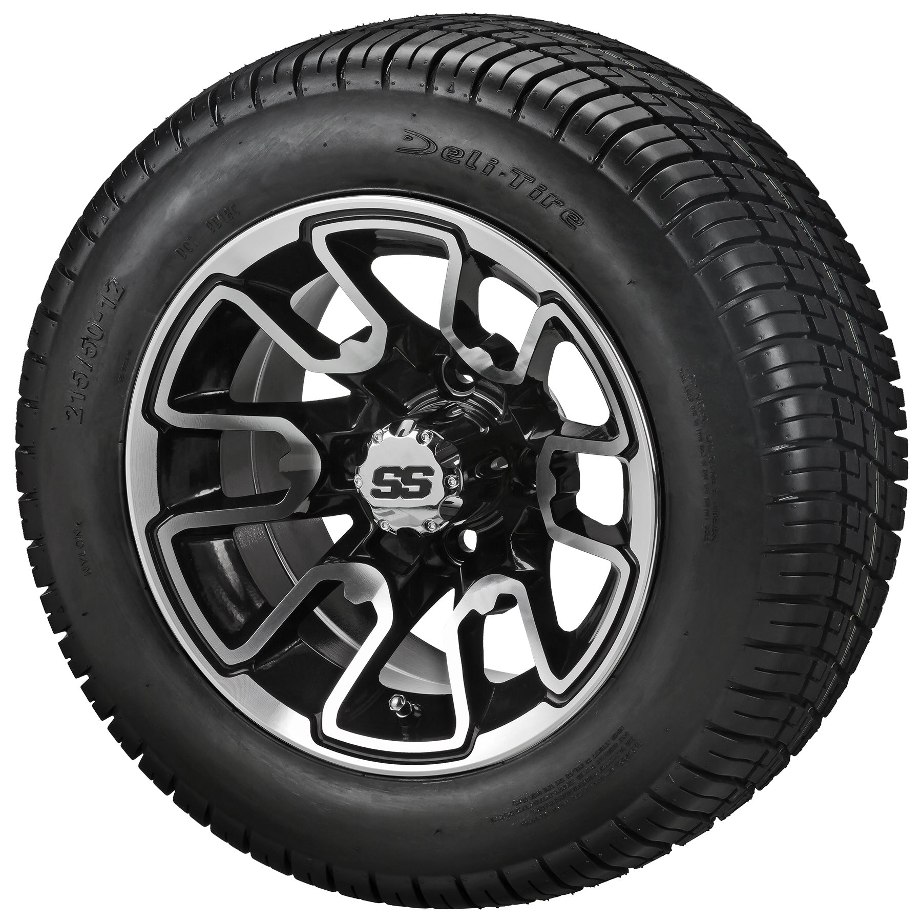 LSI 12' Tombstone Black & Machined Wheel and Low Profile Tire Combo