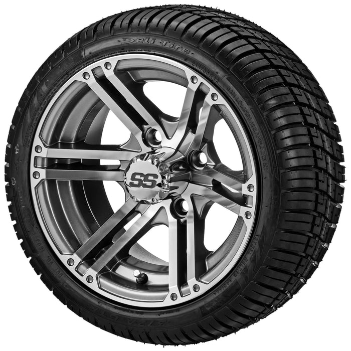 LSI 12' Yukon Gun Metal Gray & Machined Wheel and Low Profile Tire Combo