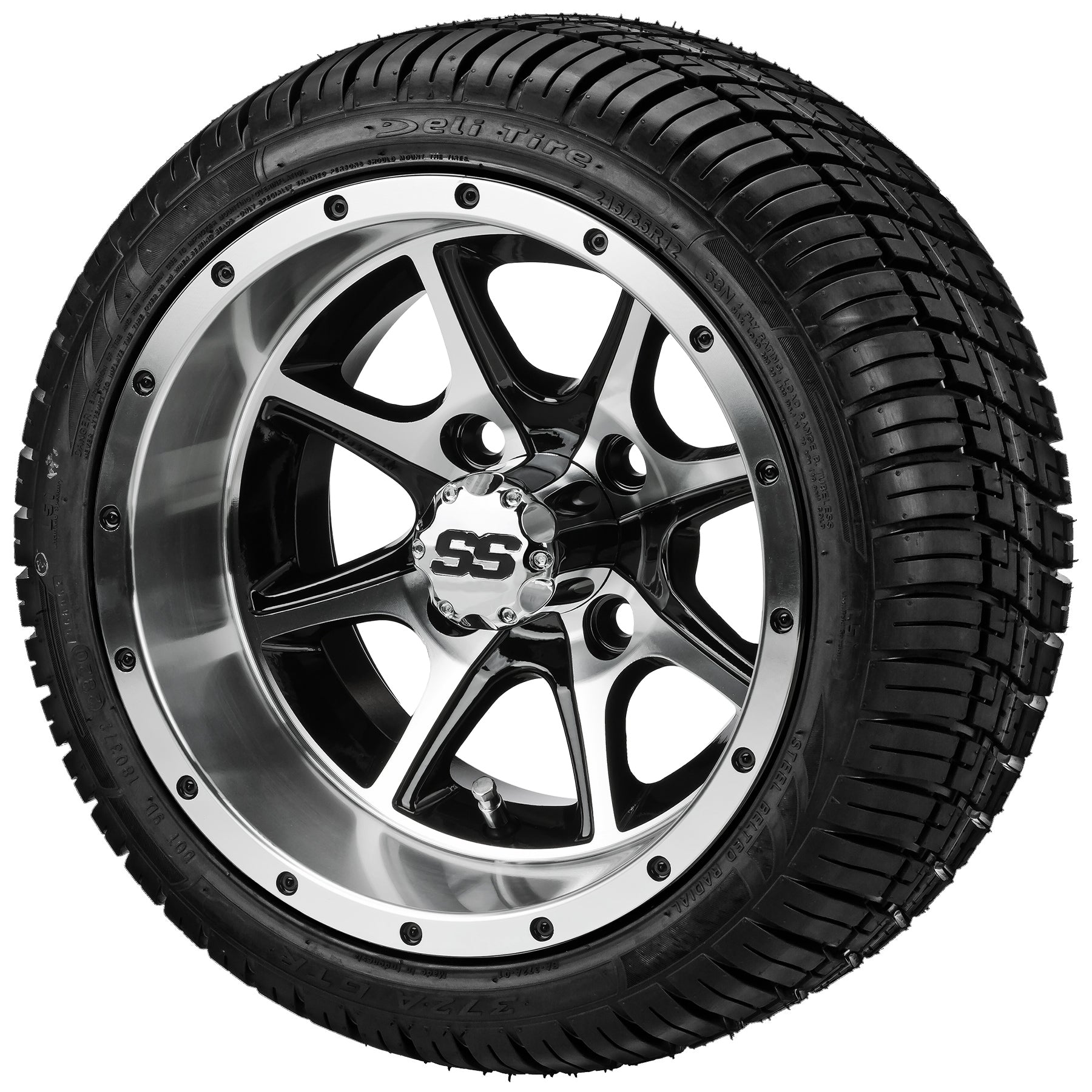 LSI 12' Azusa Black & Machined Wheel and Low Profile Tire Combo