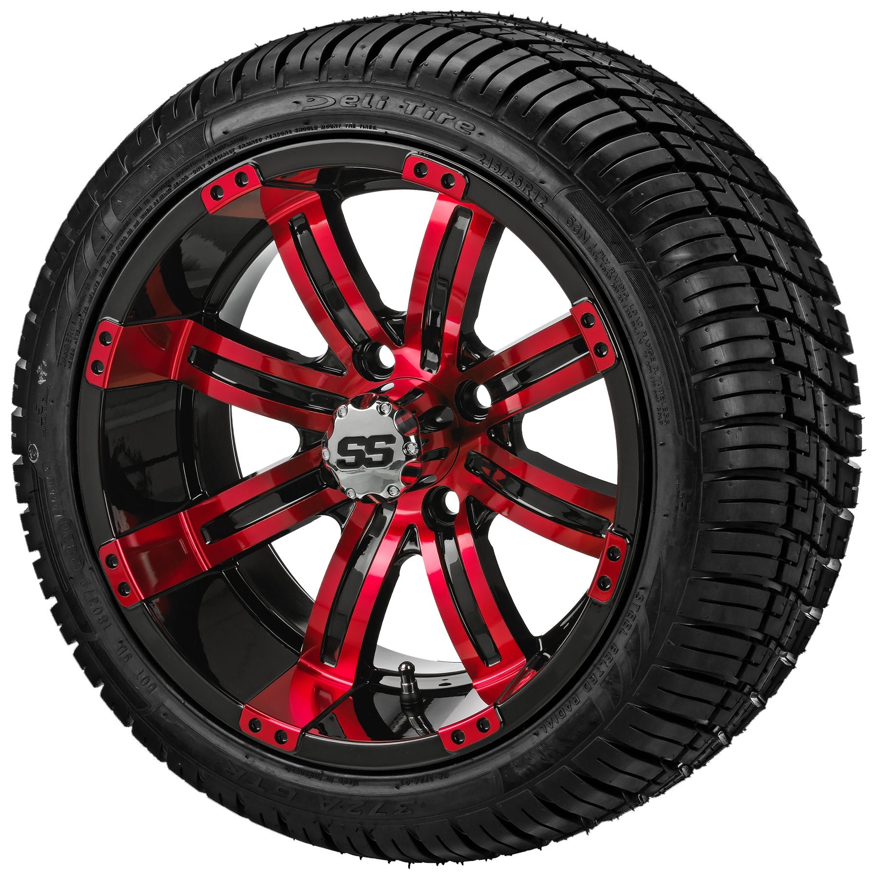 LSI 12' Casino Black & Red Wheel and Low Profile Tire Combo