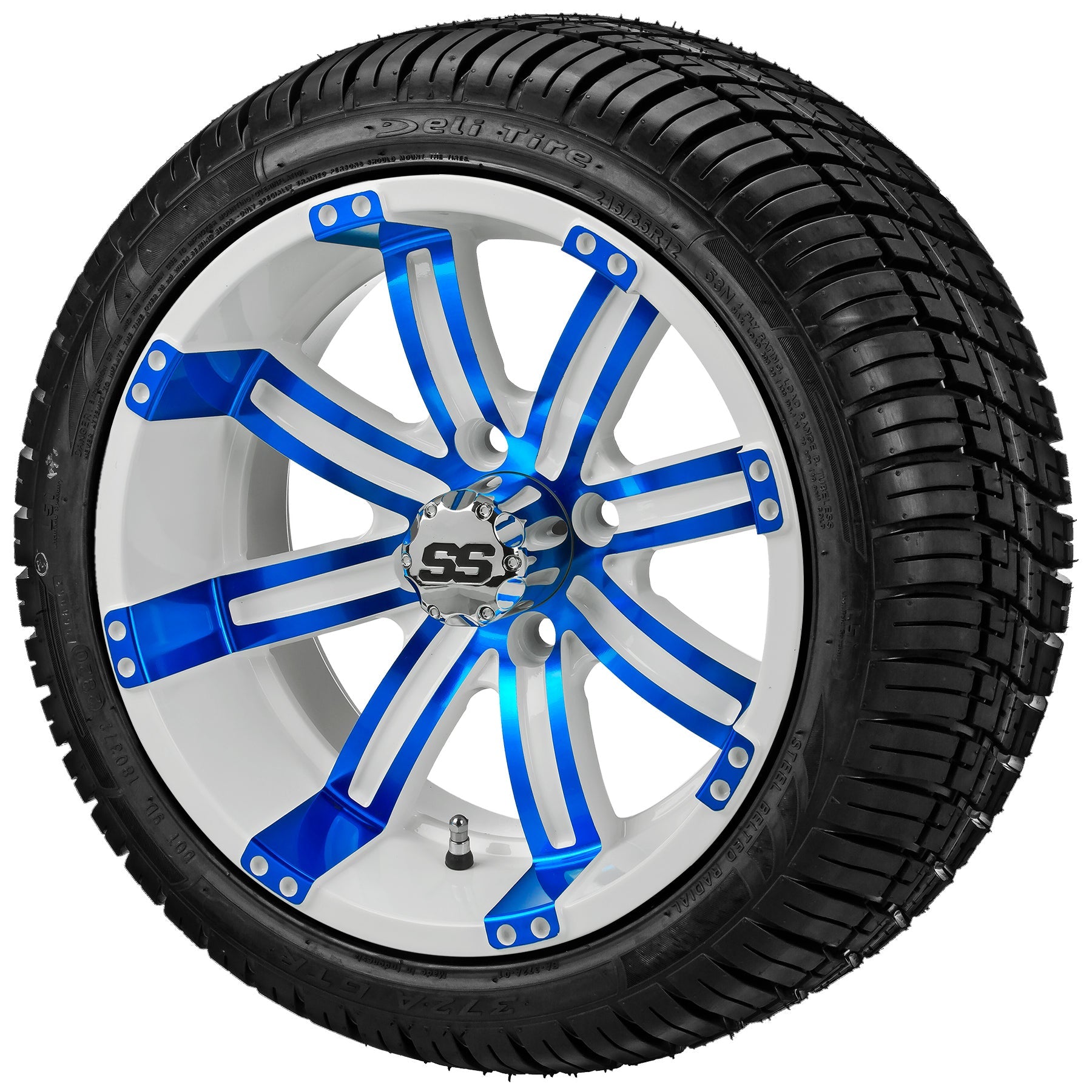 LSI 12' Casino White & Blue Wheel and Low Profile Tire Combo