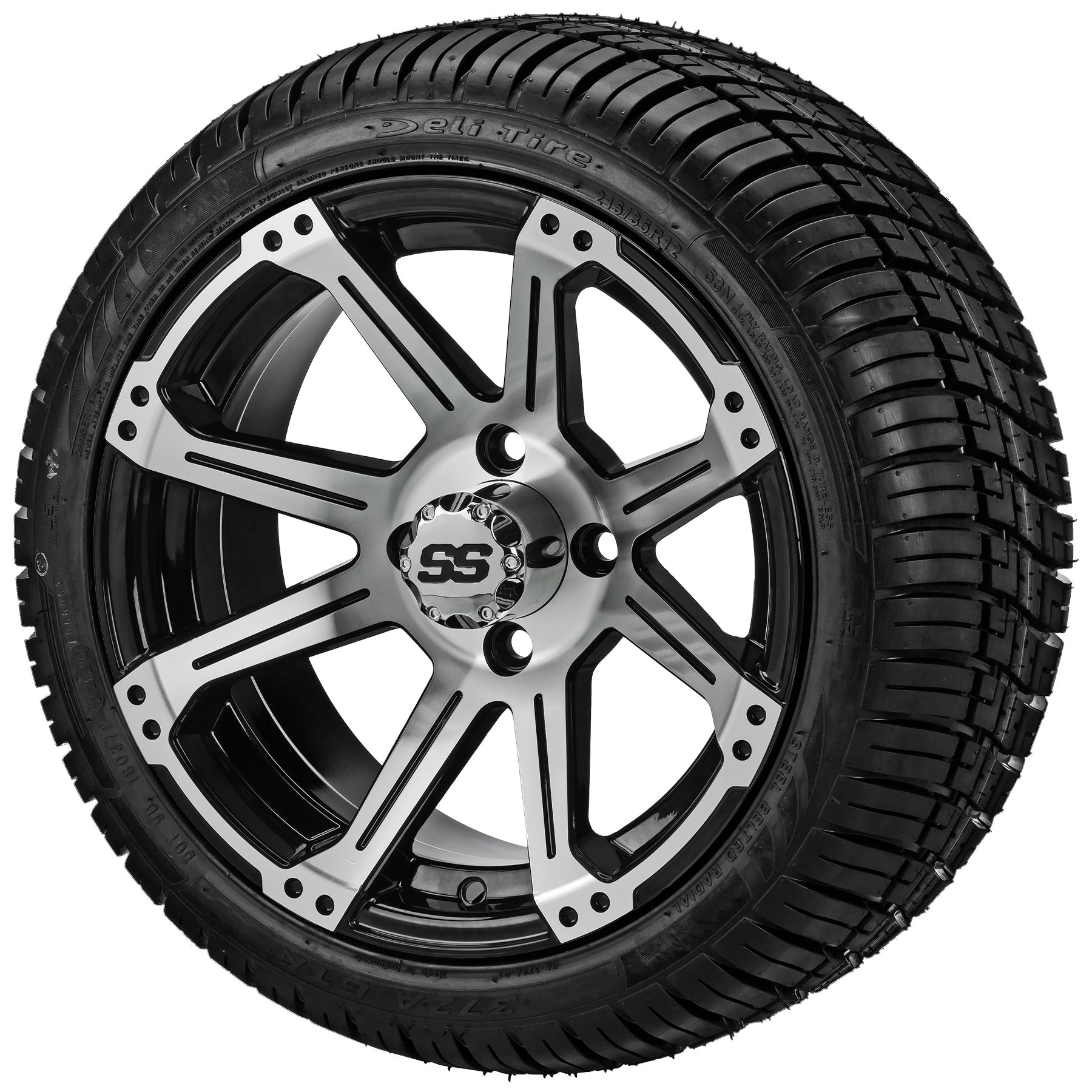 LSI 12' Rampage Black & Machined Wheel and Low Profile Tire Combo