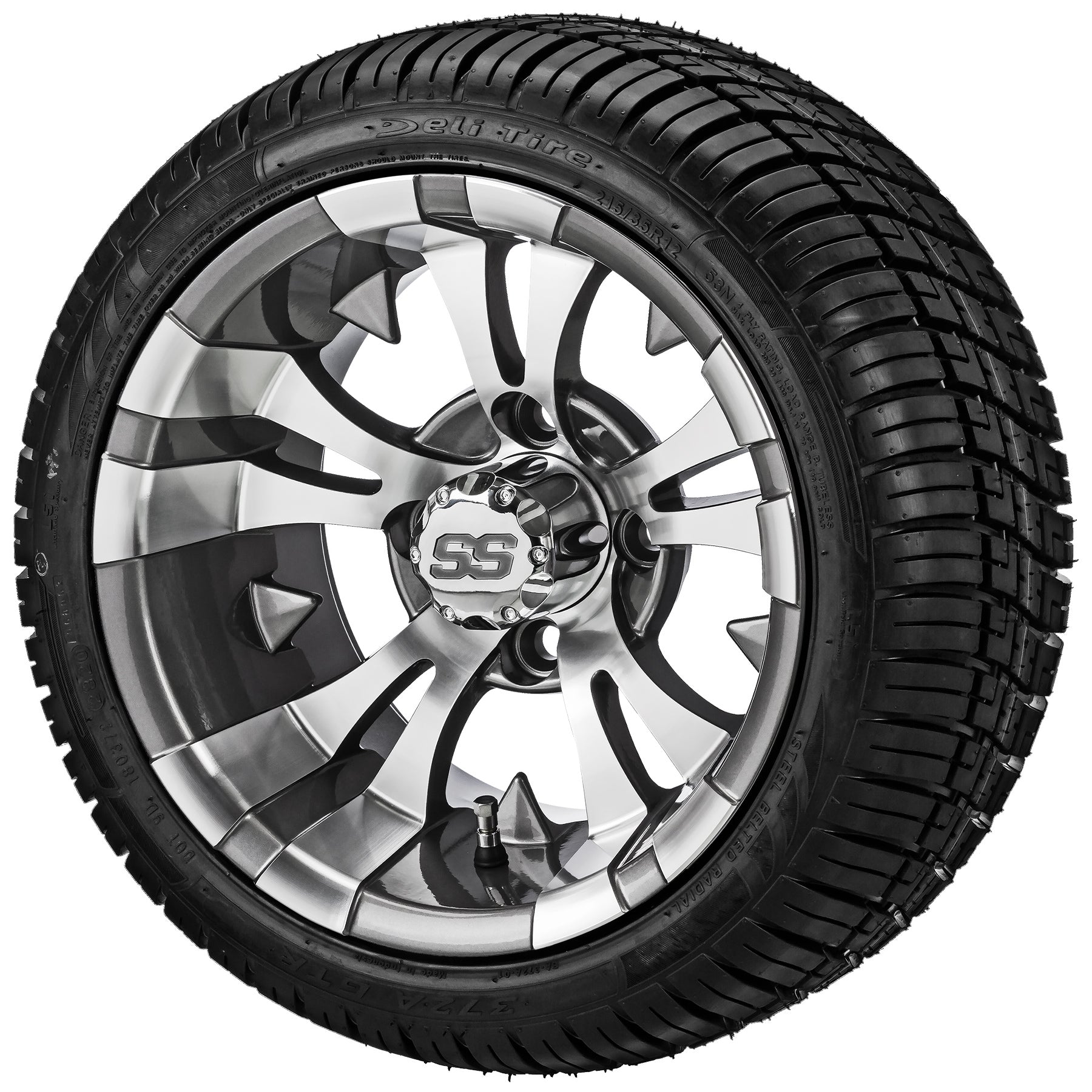LSI 12' Warlock Gun Metal Gray & Machined Wheel and Low Profile Tire Combo