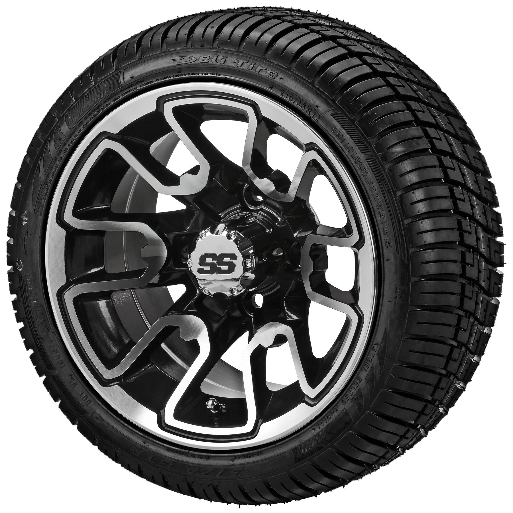 LSI 12' Tombstone Black & Machined Wheel and Low Profile Tire Combo