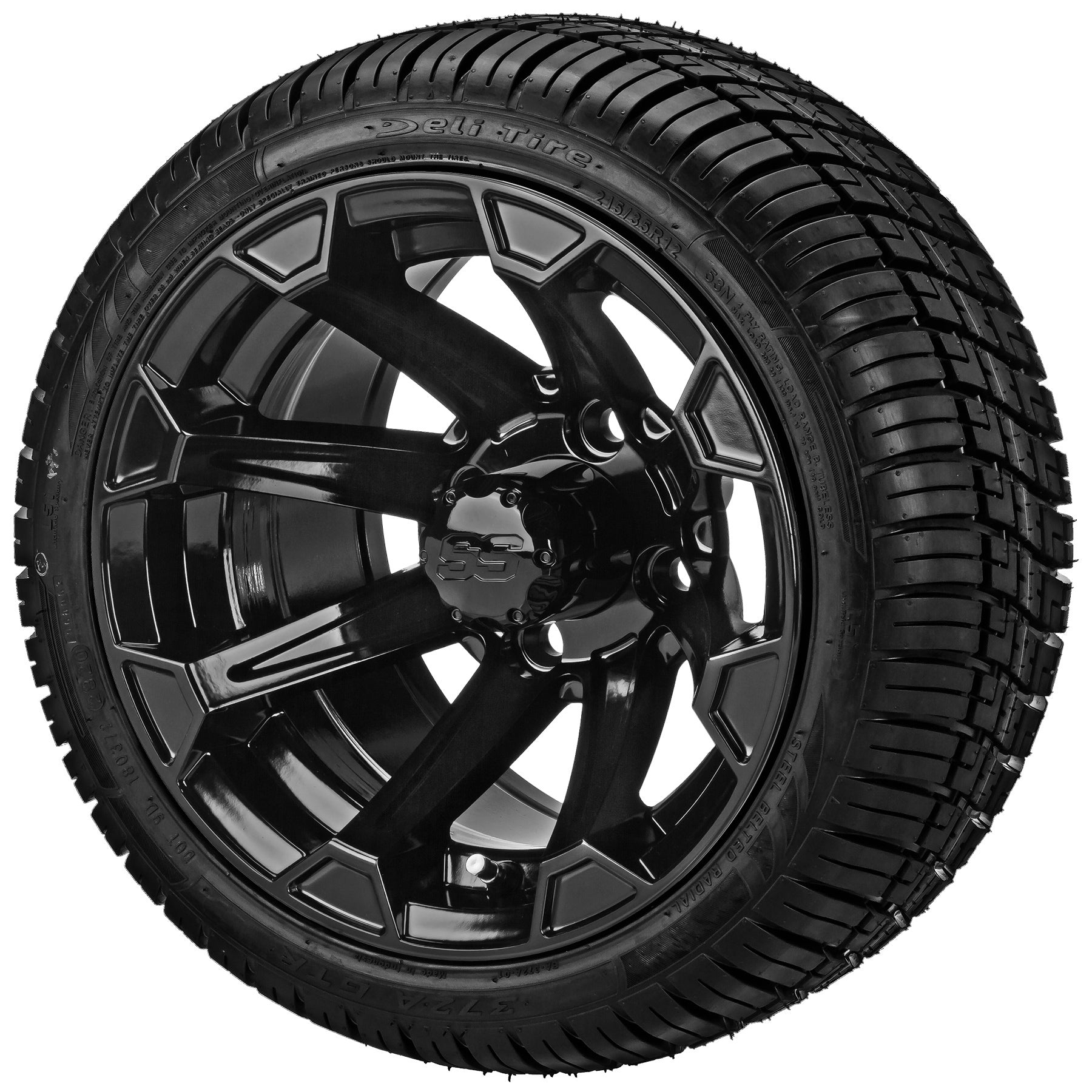 LSI 12' Viking Gloss Black Wheel and Low Profile Tire Combo