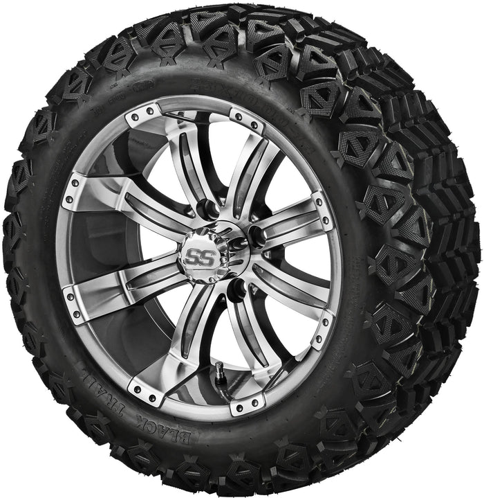 LSI 14' Casino Gun Metal Gray & Machined Wheel and Lifted Tire Combo