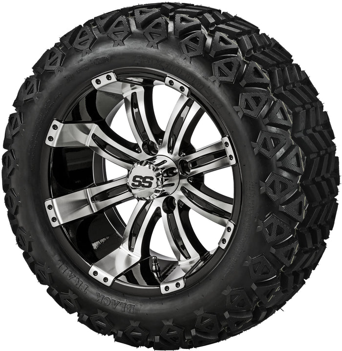 LSI 14' Casino Black & Machined Wheel and Lifted Tire Combo