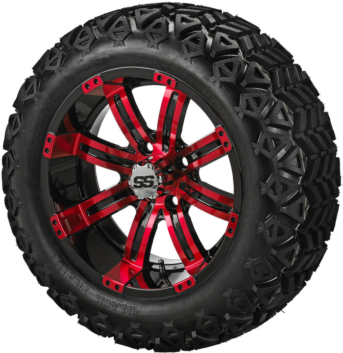 LSI 14' Casino Black & Red Wheel and Lifted Tire Combo
