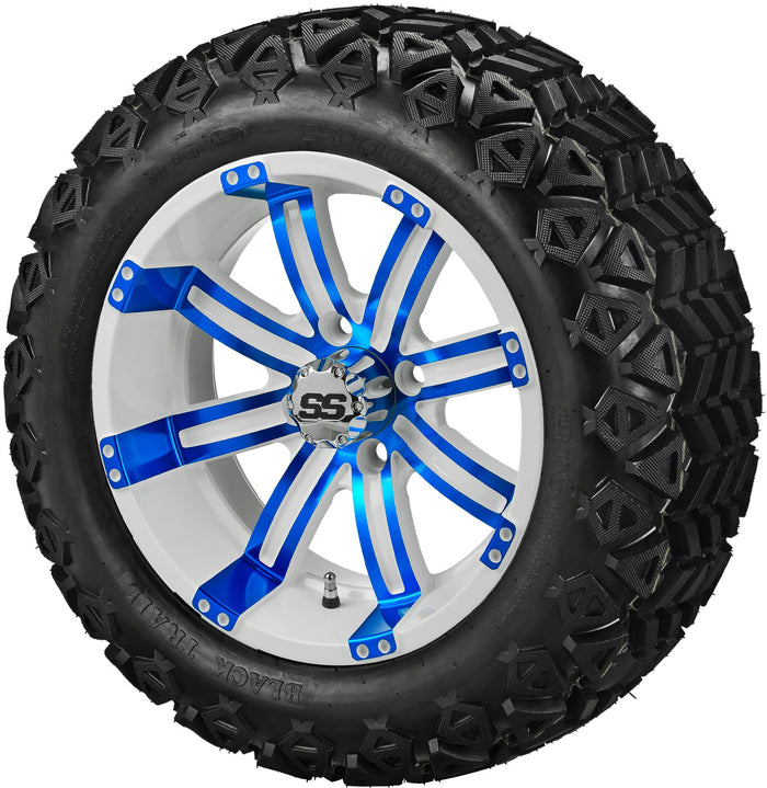 LSI 14' Casino White & Blue Wheel and Lifted Tire Combo